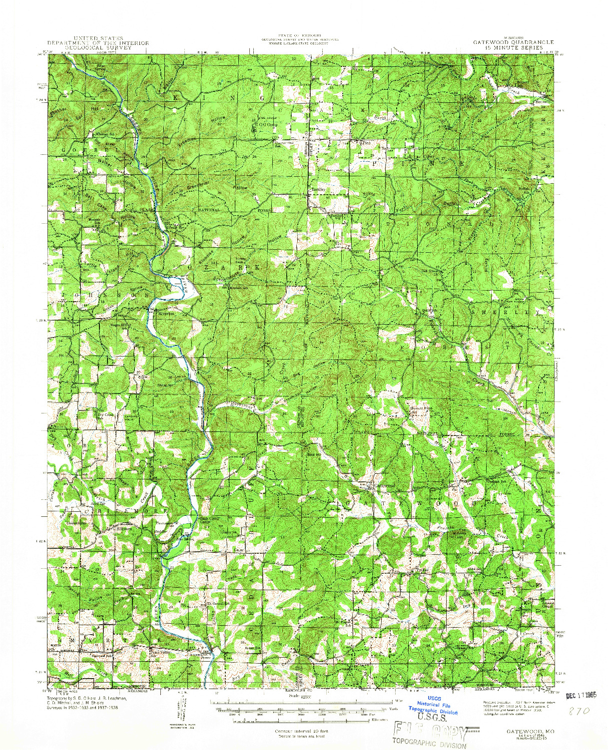 USGS 1:62500-SCALE QUADRANGLE FOR GATEWOOD, MO 1945