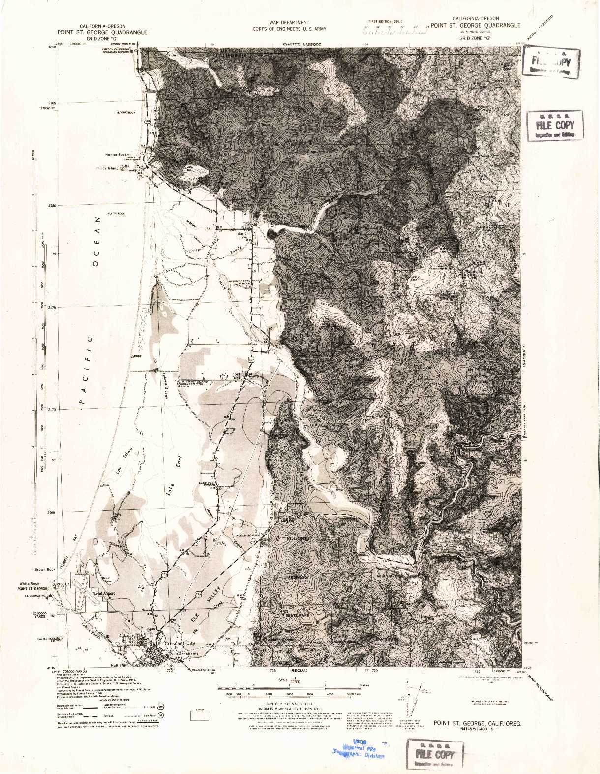 USGS 1:62500-SCALE QUADRANGLE FOR POINT ST. GEORGE, CA 1945
