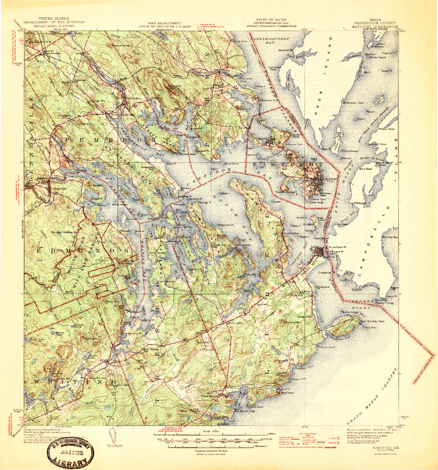 USGS 1:62500-SCALE QUADRANGLE FOR EASTPORT, ME 1945