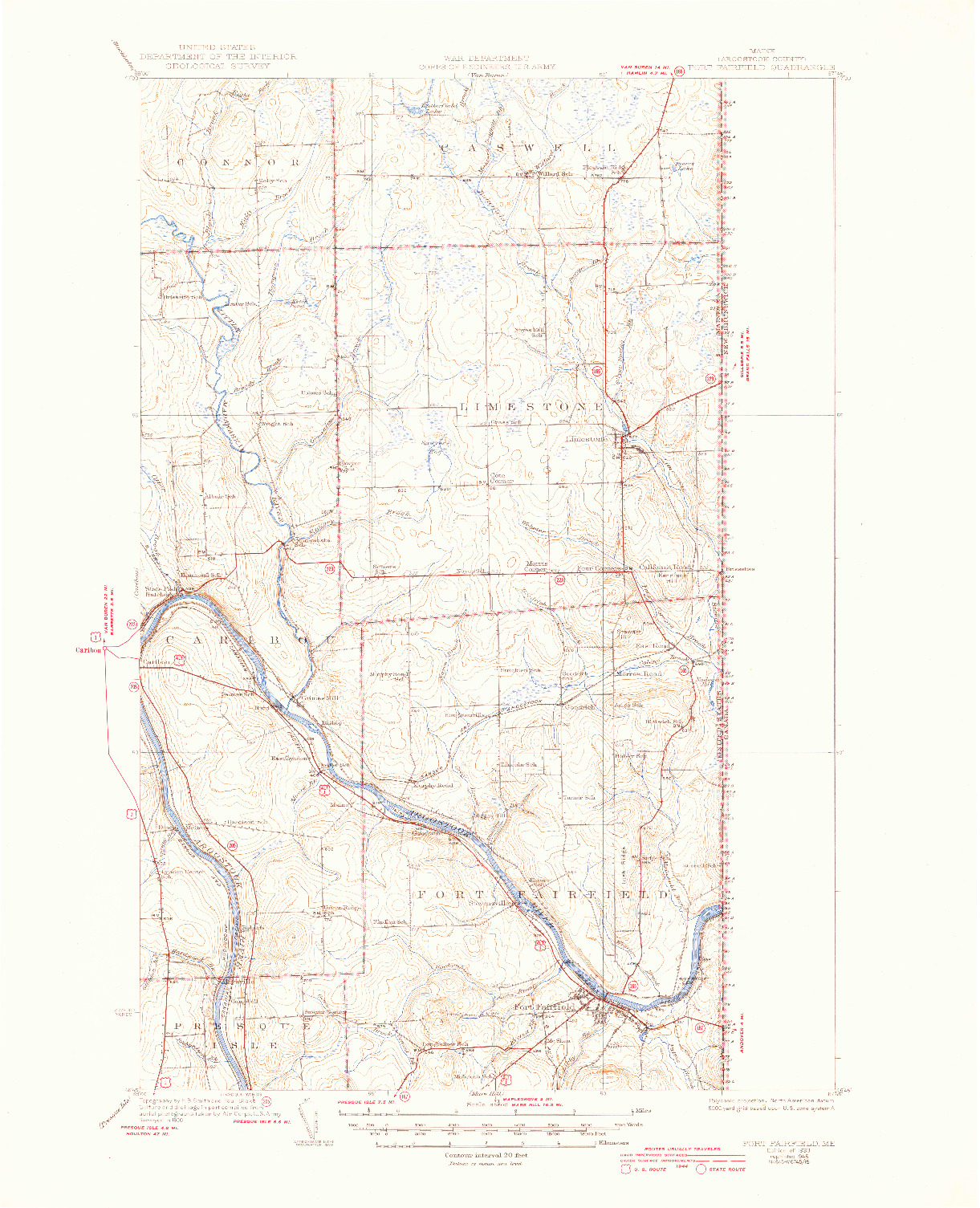 USGS 1:62500-SCALE QUADRANGLE FOR FORT FAIRFIELD, ME 1933