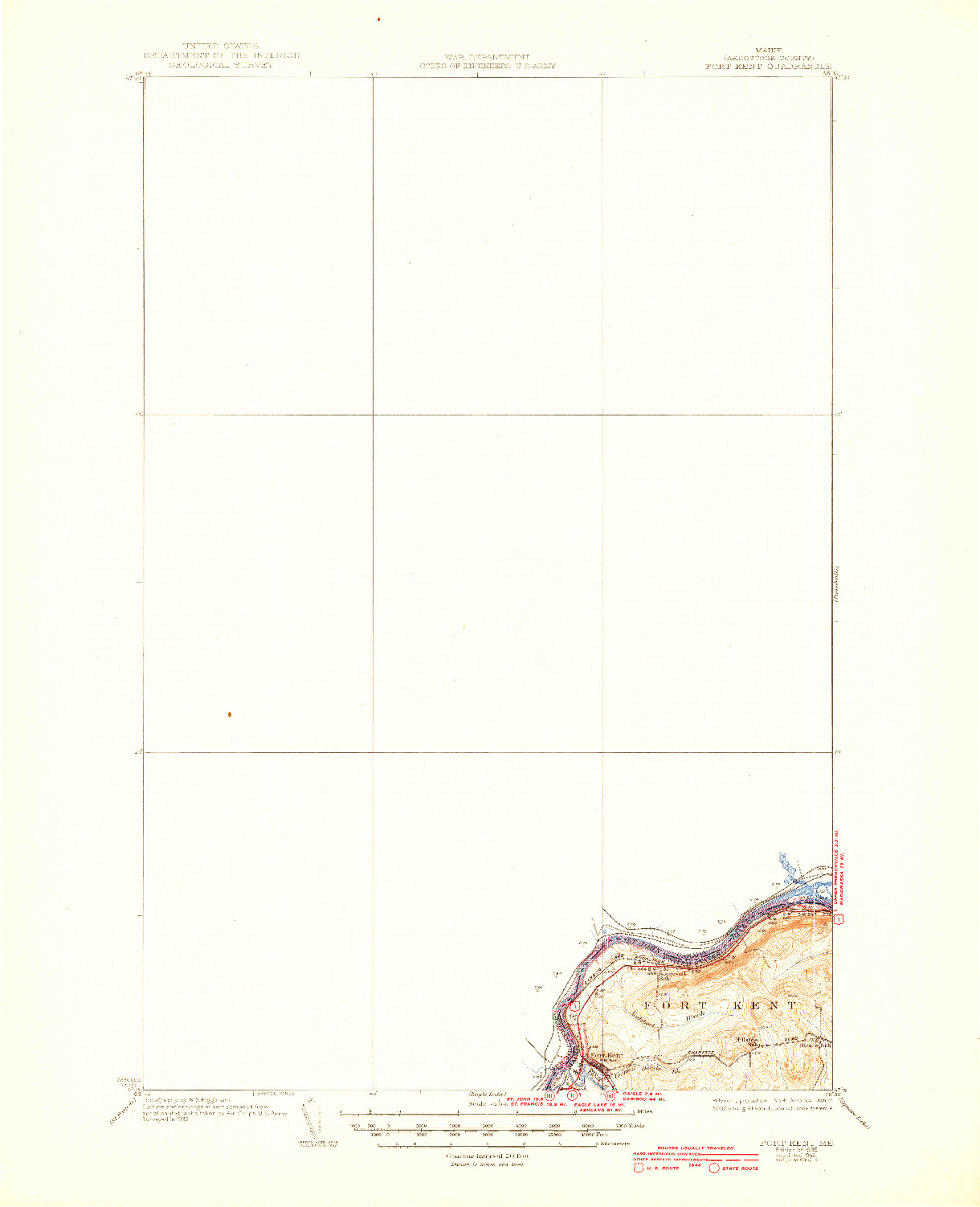 USGS 1:62500-SCALE QUADRANGLE FOR FORT KENT, ME 1935