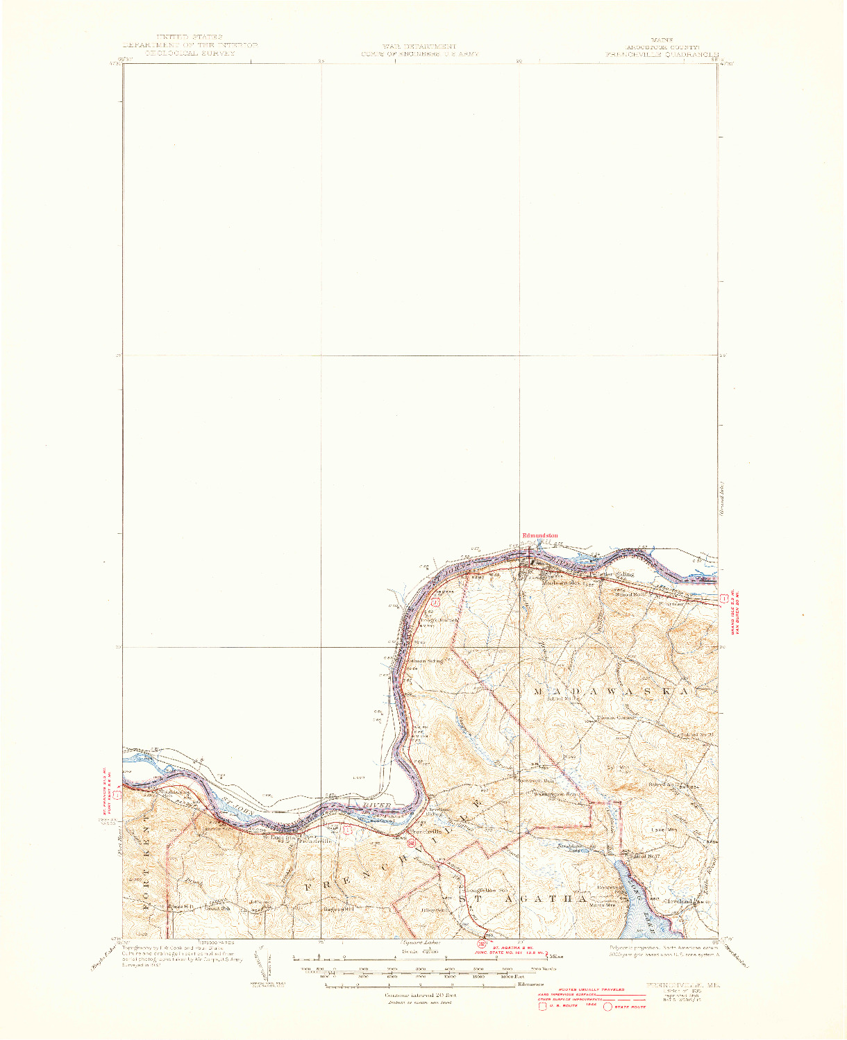 USGS 1:62500-SCALE QUADRANGLE FOR FRENCHVILLE, ME 1935