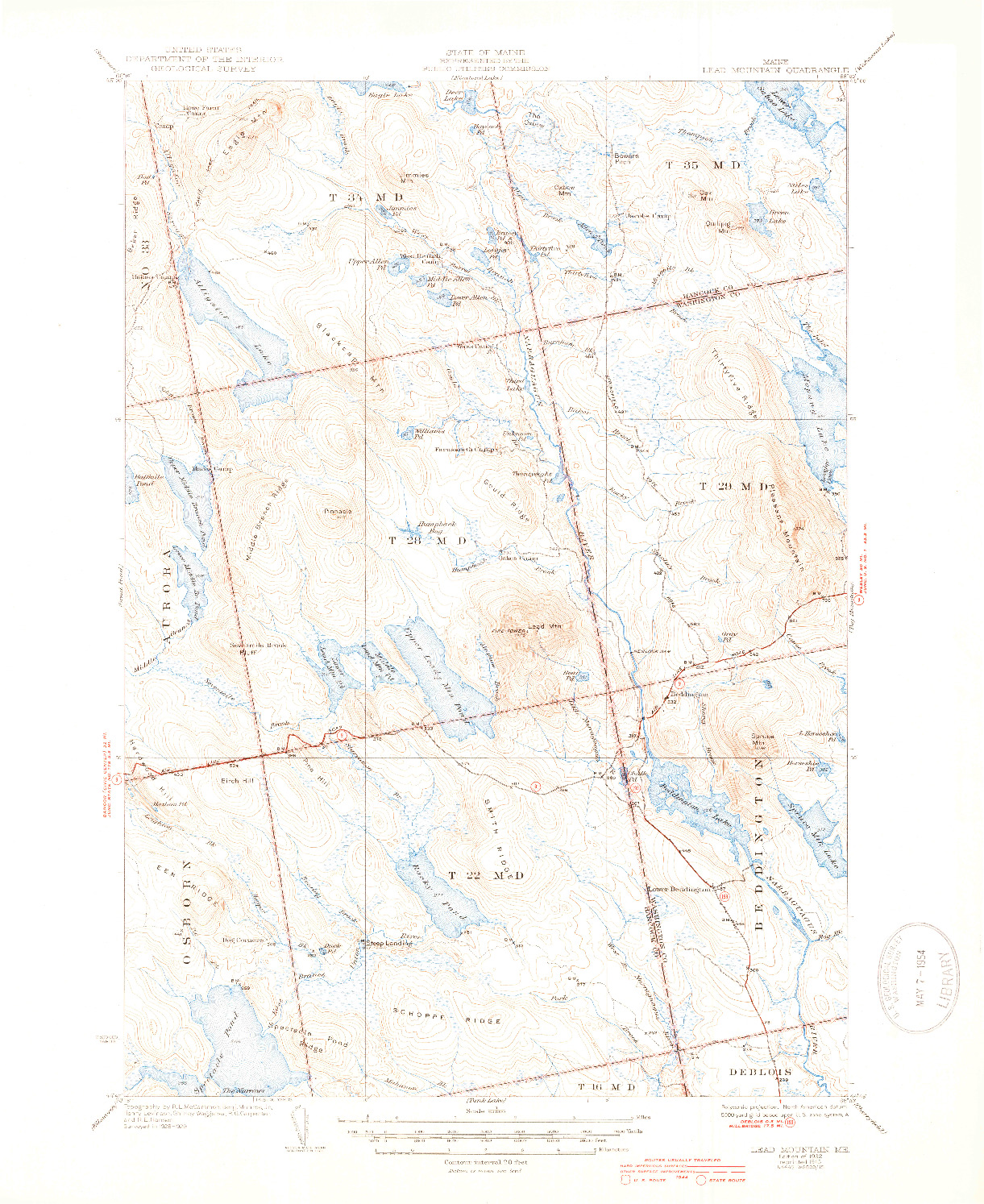 USGS 1:62500-SCALE QUADRANGLE FOR LEAD MOUNTAIN, ME 1932