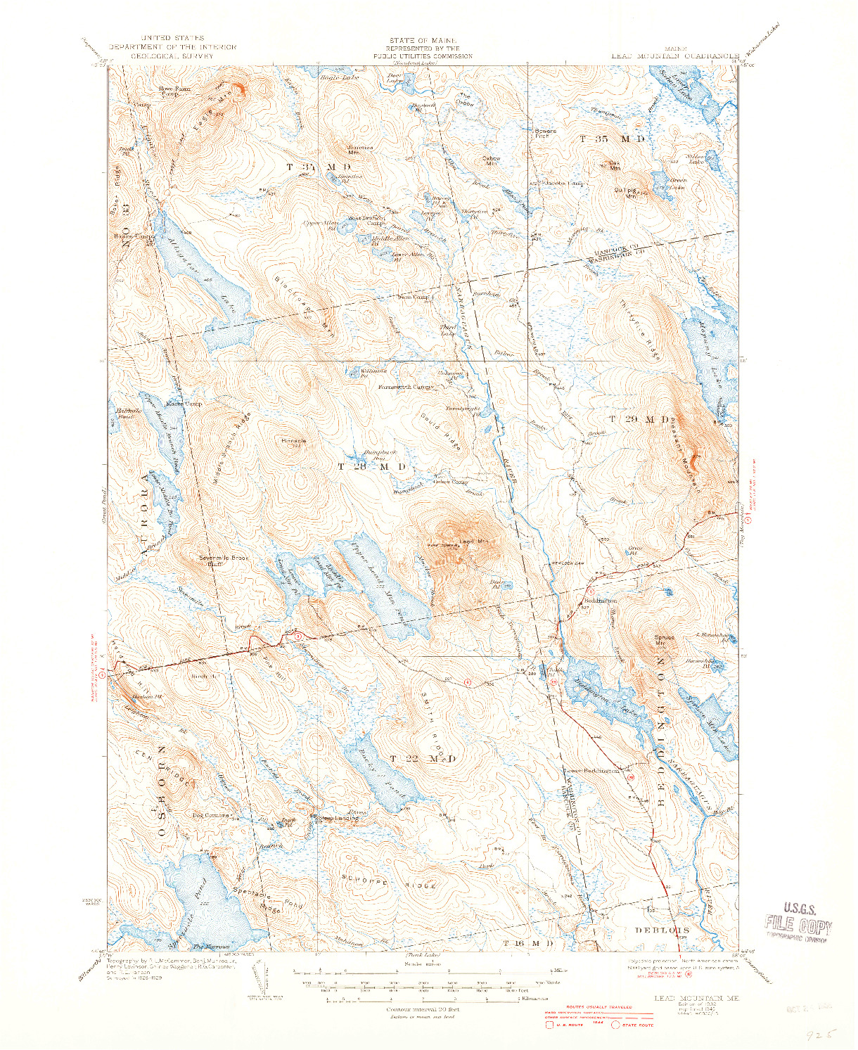 USGS 1:62500-SCALE QUADRANGLE FOR LEAD MOUNTAIN, ME 1932