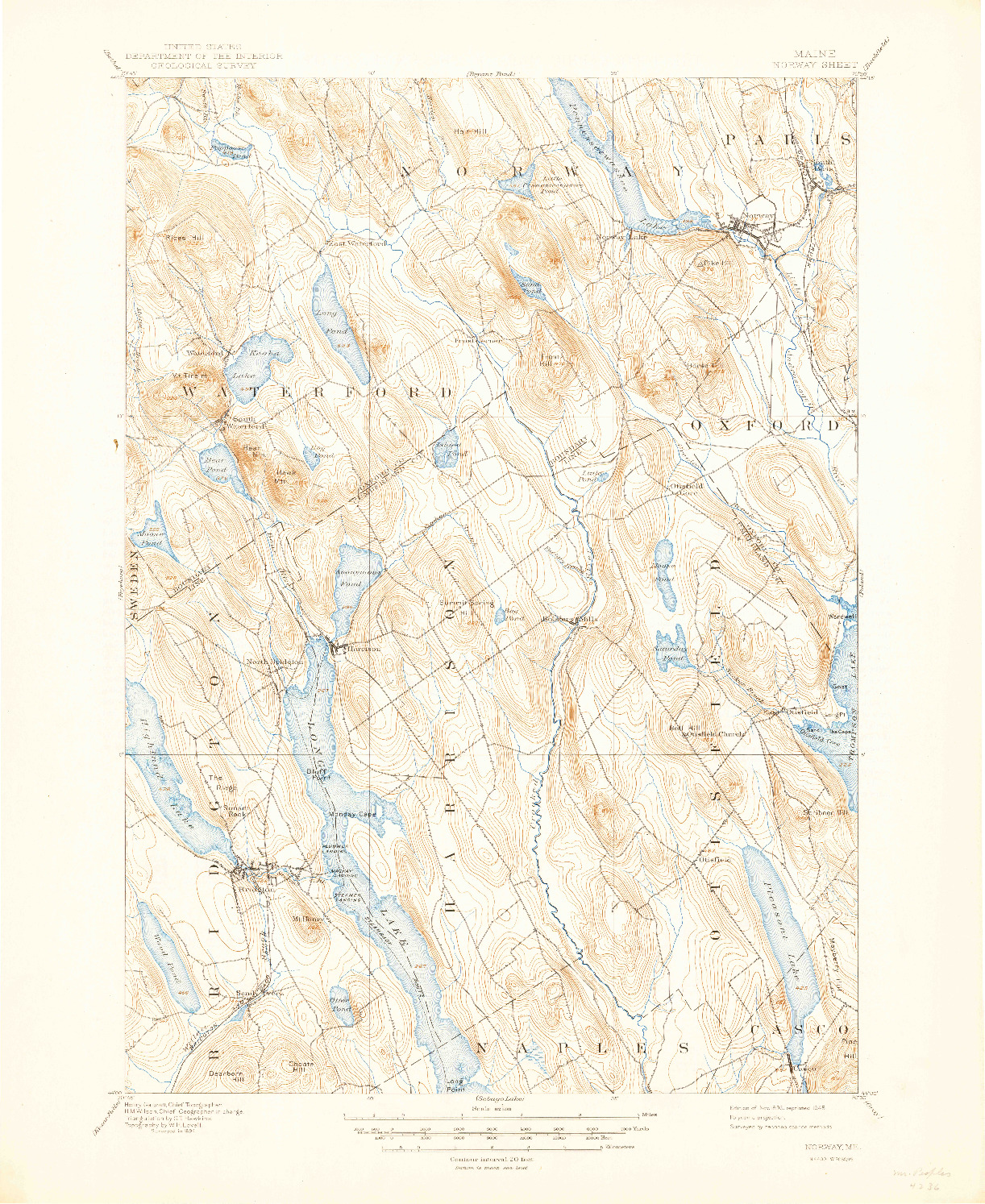 USGS 1:62500-SCALE QUADRANGLE FOR NORWAY, ME 1896