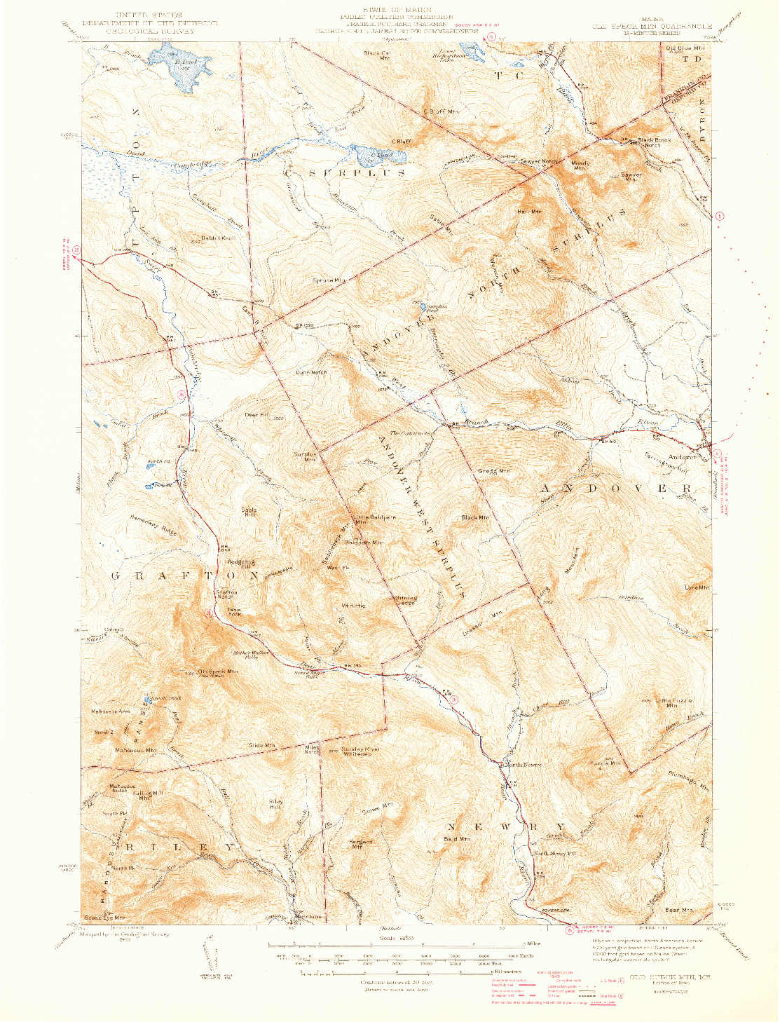 USGS 1:62500-SCALE QUADRANGLE FOR OLD SPECK MTN, ME 1945