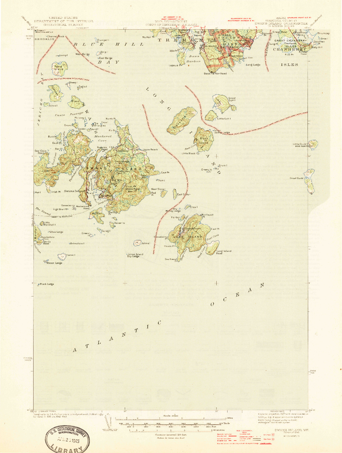 USGS 1:62500-SCALE QUADRANGLE FOR SWANS ISLAND, ME 1945