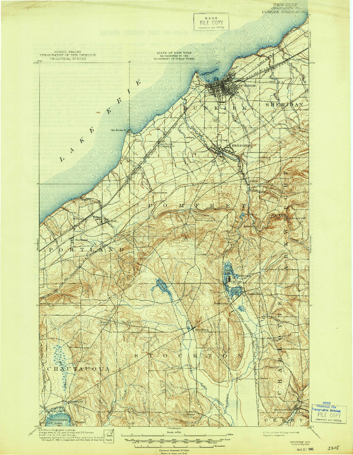 USGS 1:62500-SCALE QUADRANGLE FOR DUNKIRK, NY 1900