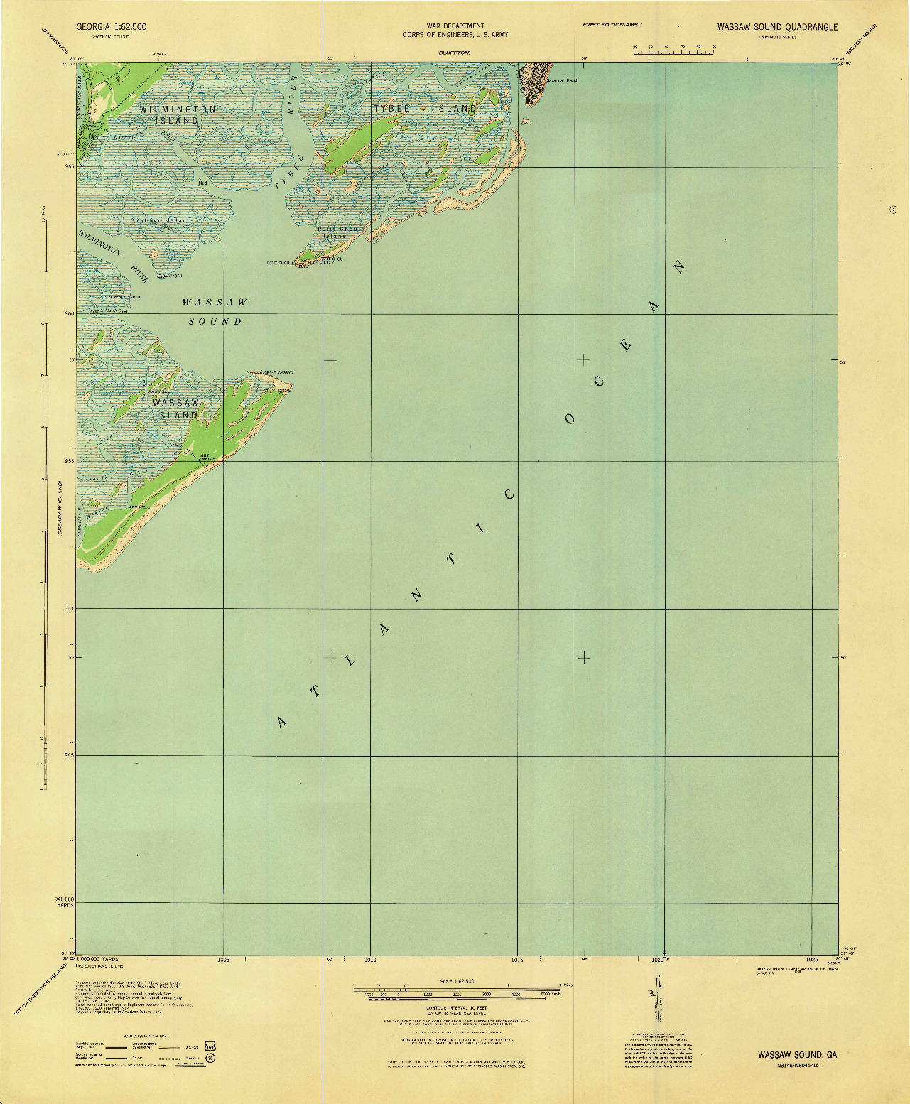 USGS 1:62500-SCALE QUADRANGLE FOR WASSAW SOUND, GA 1945