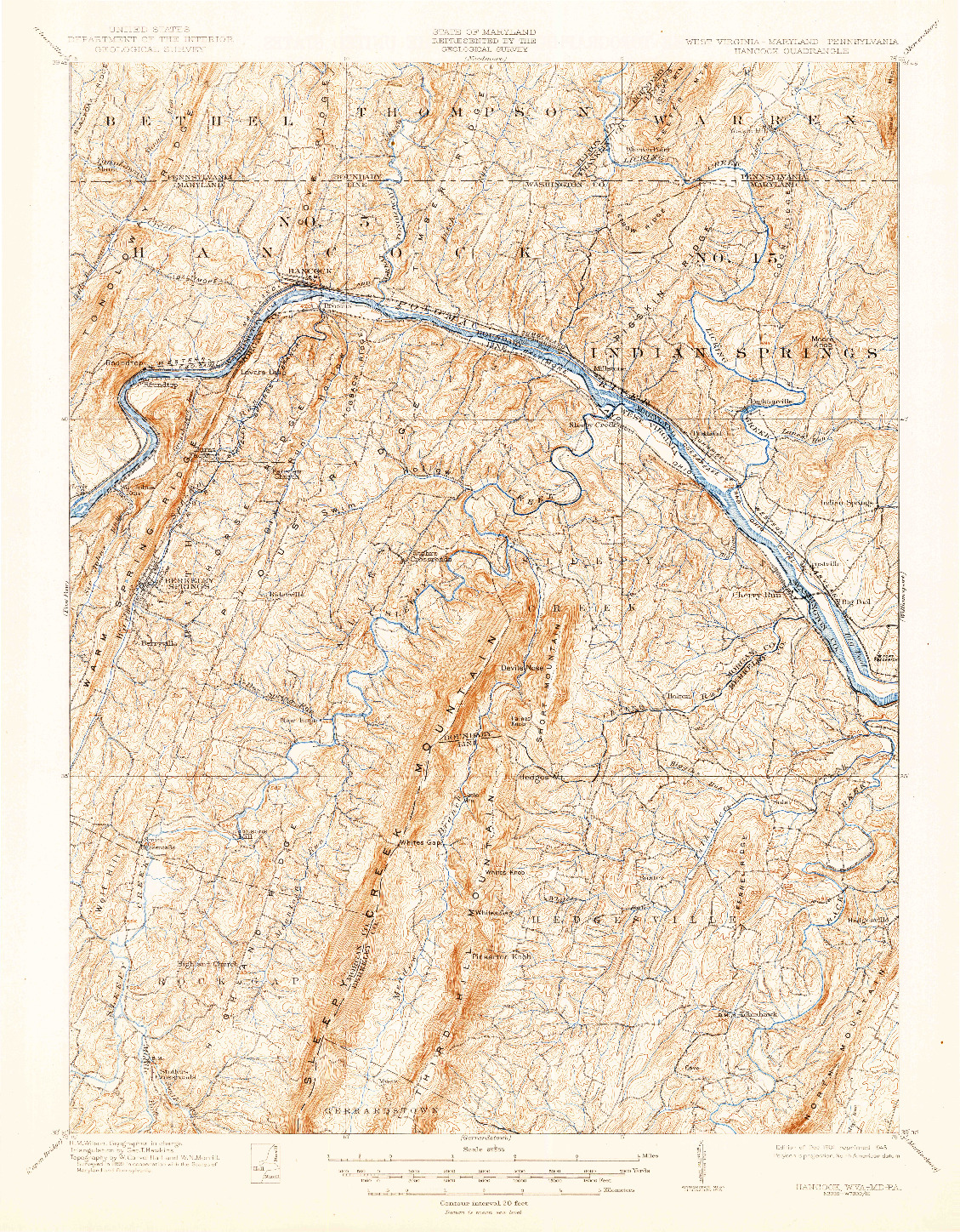 USGS 1:62500-SCALE QUADRANGLE FOR HANCOCK, MD 1901