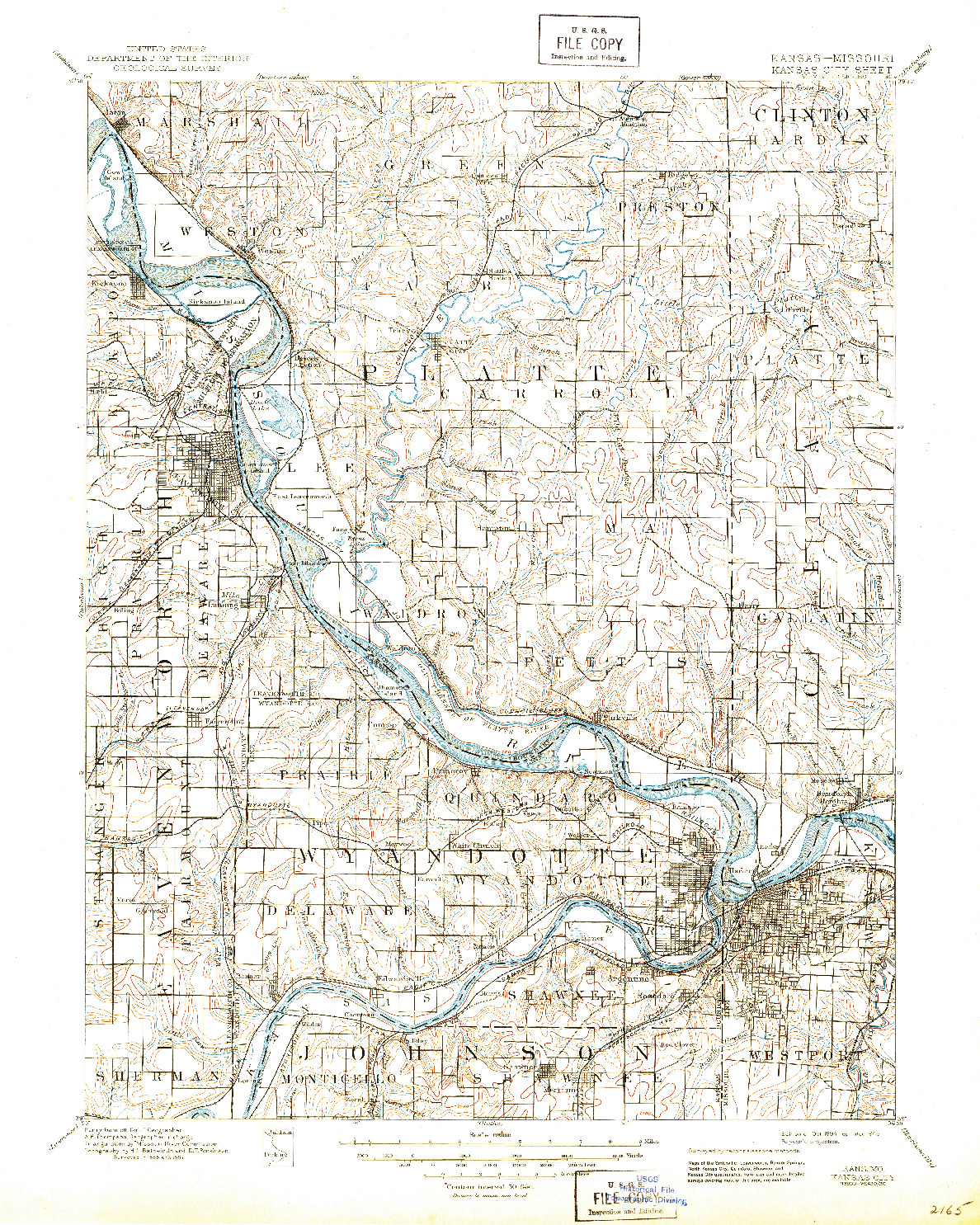 USGS 1:125000-SCALE QUADRANGLE FOR KANSAS CITY, KS 1894