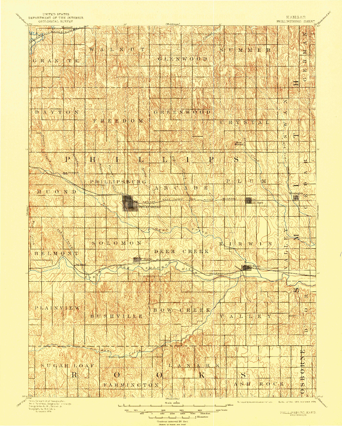 USGS 1:125000-SCALE QUADRANGLE FOR PHILLIPSBURG, KS 1893