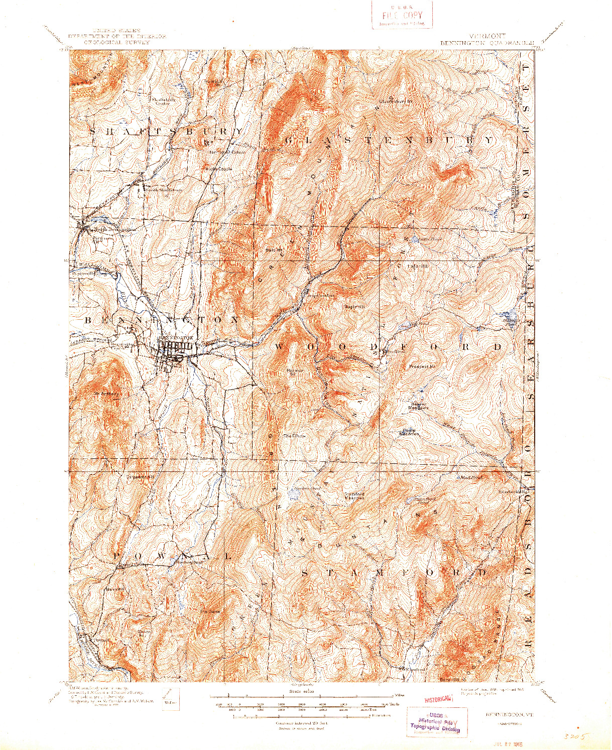 USGS 1:62500-SCALE QUADRANGLE FOR BENNINGTON, VT 1898