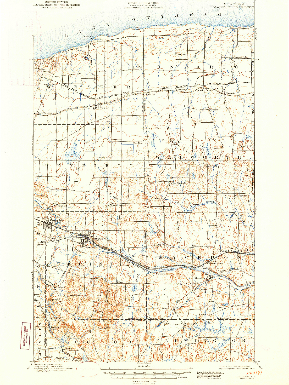 USGS 1:62500-SCALE QUADRANGLE FOR MACEDON, NY 1900