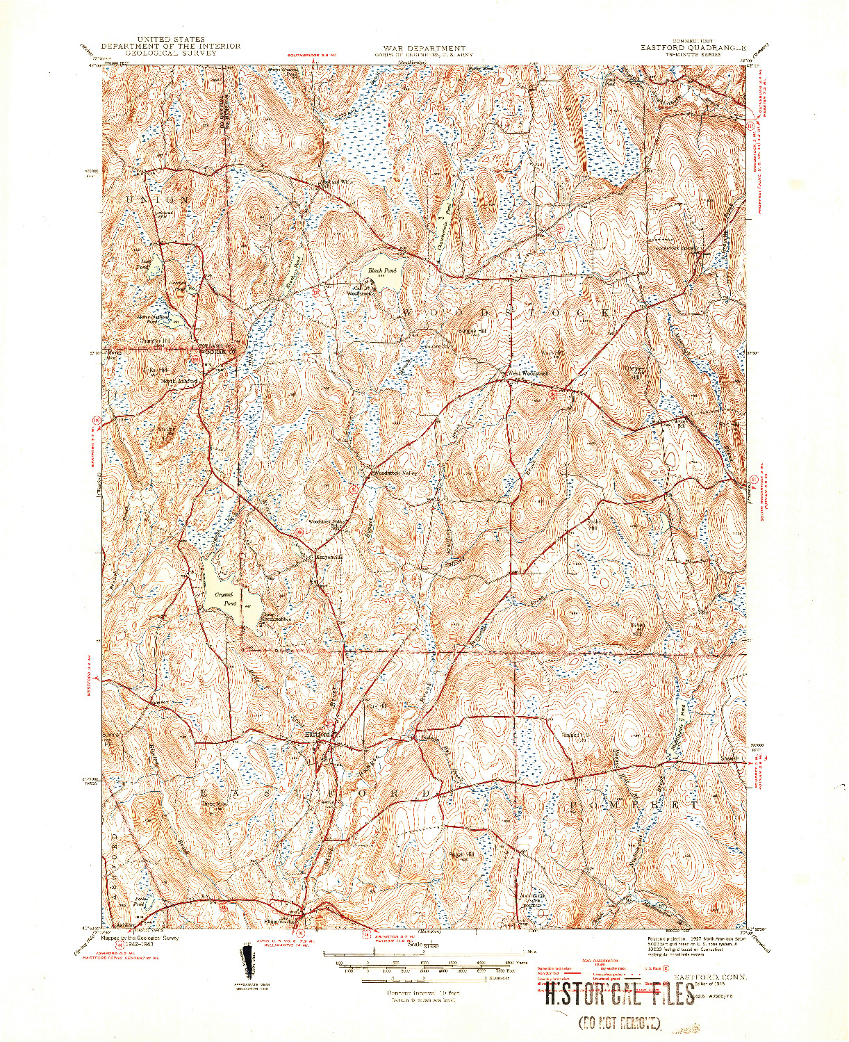 USGS 1:31680-SCALE QUADRANGLE FOR EASTFORD, CT 1945