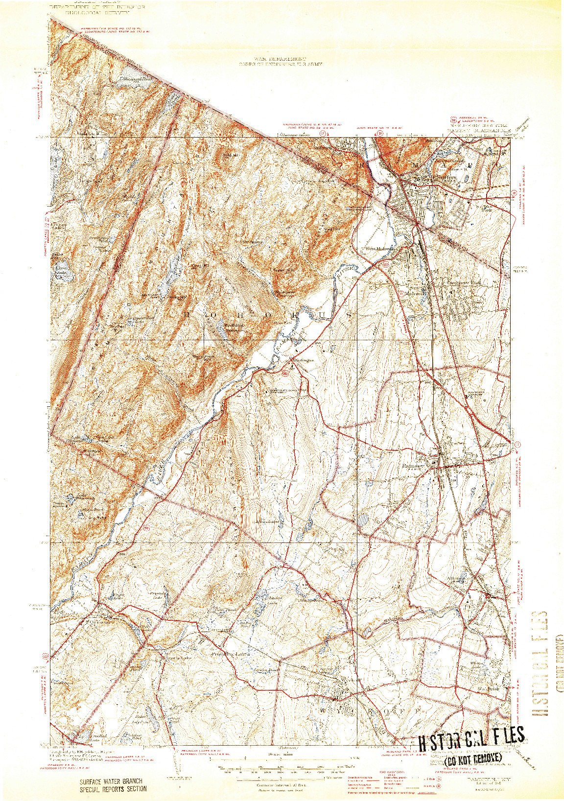 USGS 1:31680-SCALE QUADRANGLE FOR RAMSEY, NJ 1945