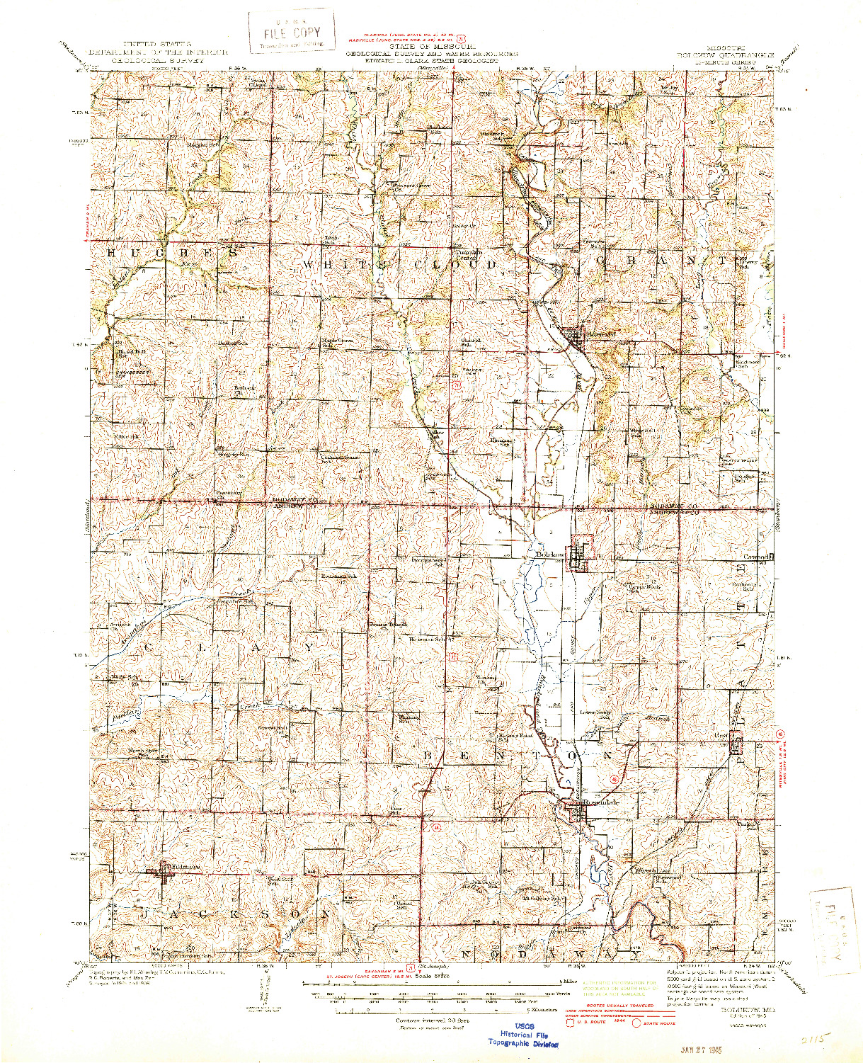 USGS 1:62500-SCALE QUADRANGLE FOR BOLCKOW, MO 1945