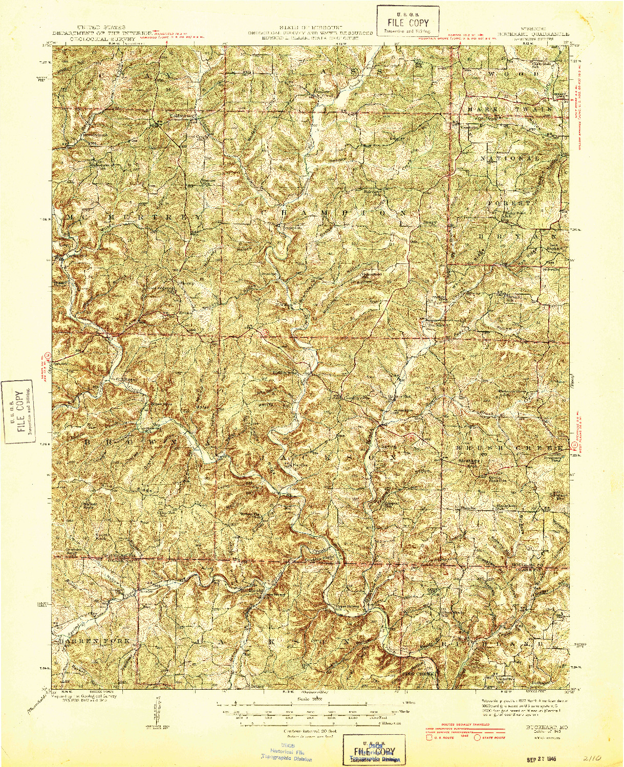 USGS 1:62500-SCALE QUADRANGLE FOR BUCKHART, MO 1945