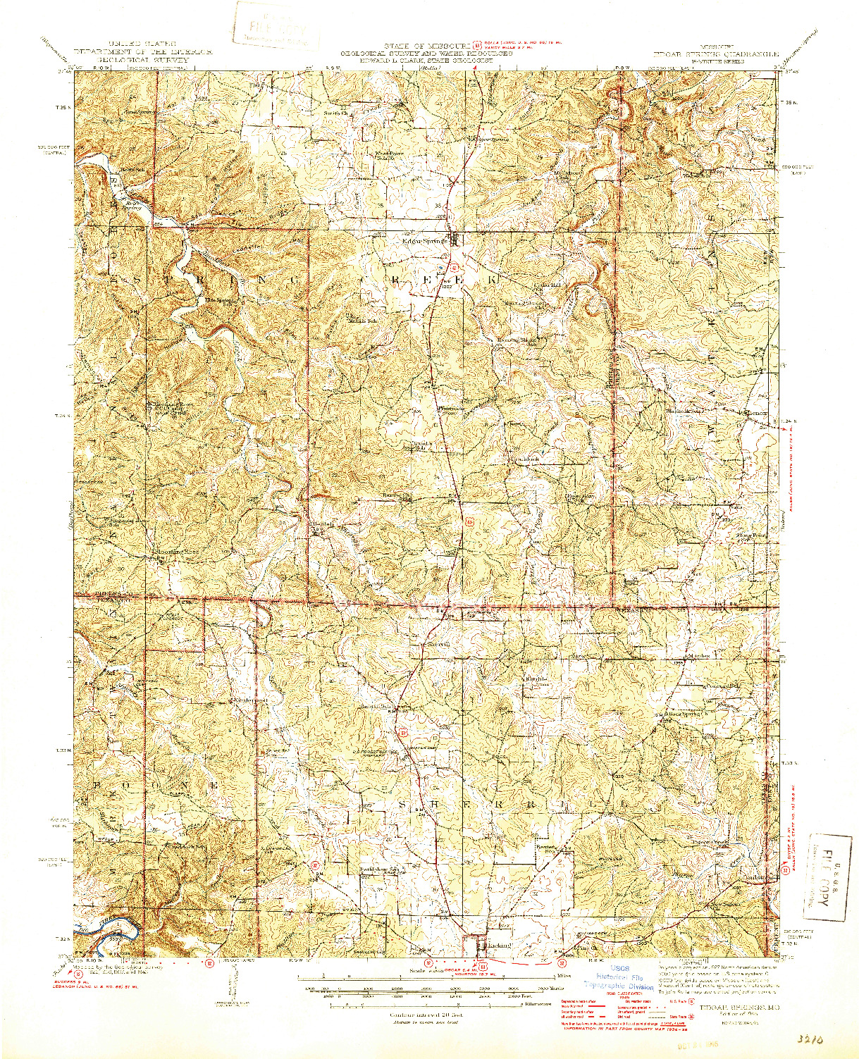 USGS 1:62500-SCALE QUADRANGLE FOR EDGAR SPRINGS, MO 1945