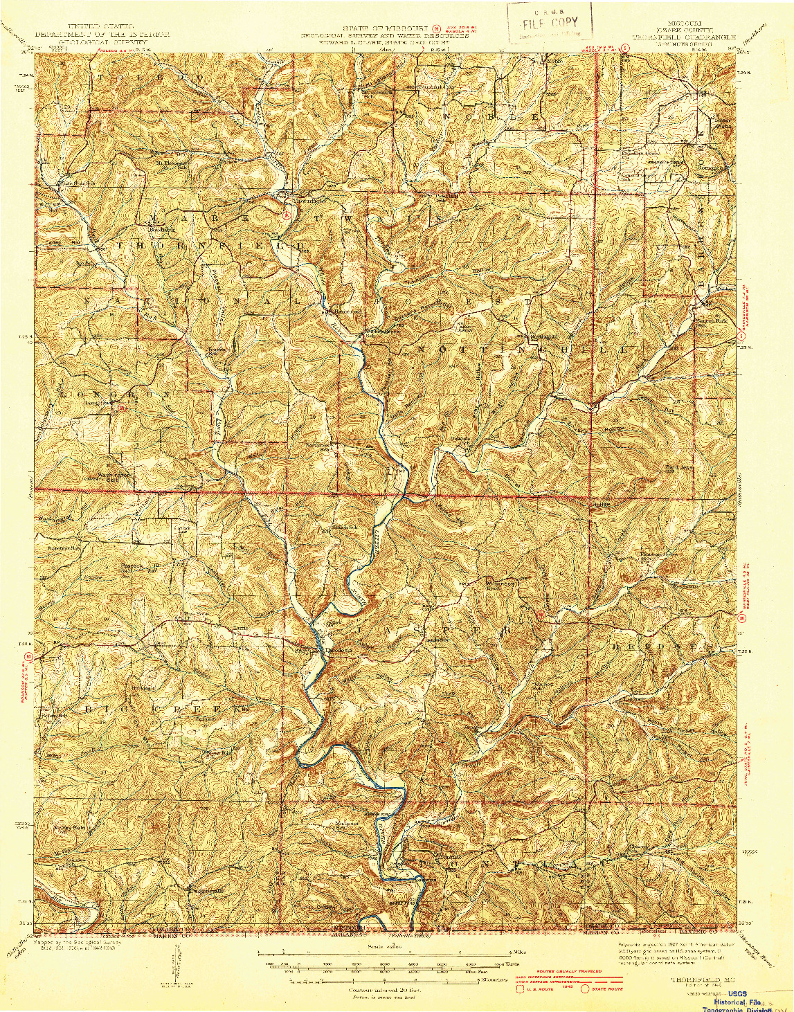USGS 1:62500-SCALE QUADRANGLE FOR THORNFIELD, MO 1945