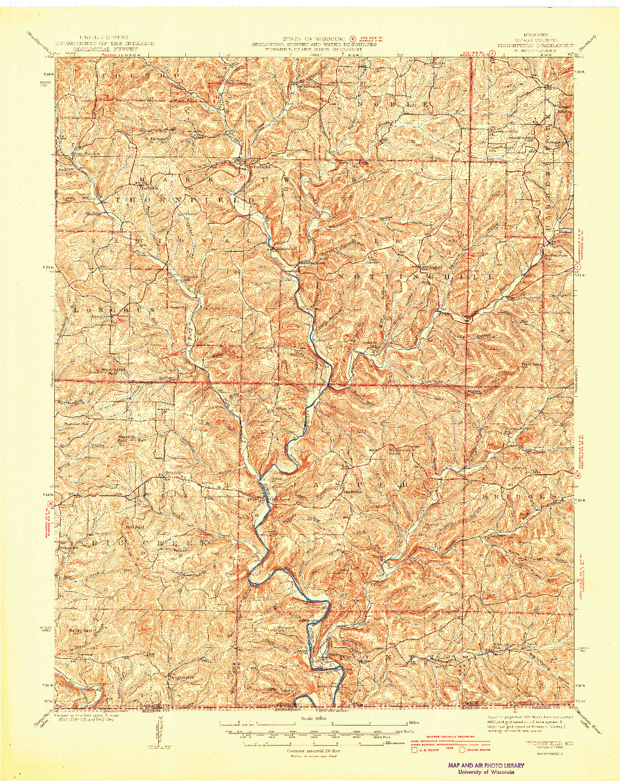 USGS 1:62500-SCALE QUADRANGLE FOR THORNFIELD, MO 1945