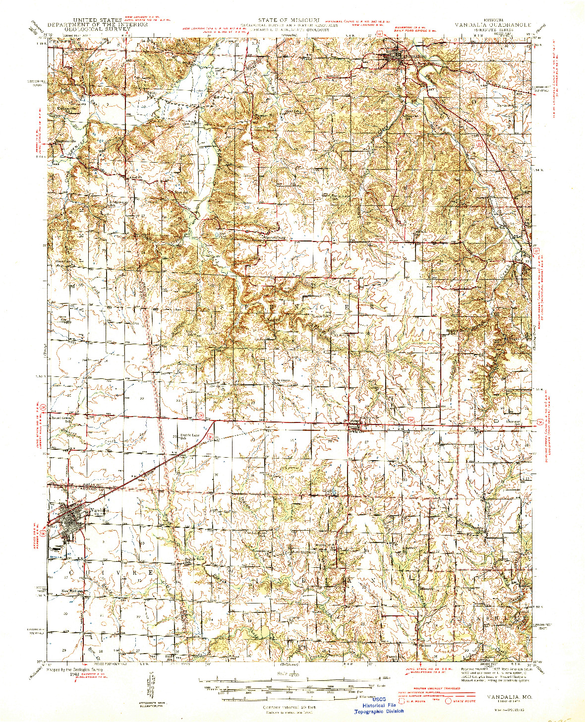 USGS 1:62500-SCALE QUADRANGLE FOR VANDALIA, MO 1945