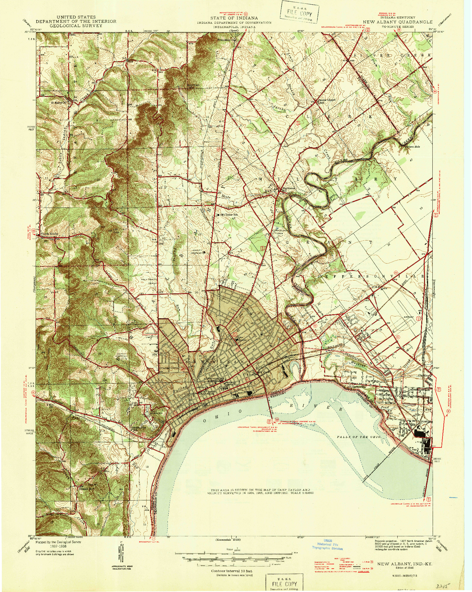 USGS 1:24000-SCALE QUADRANGLE FOR NEW ALBANY, IN 1946