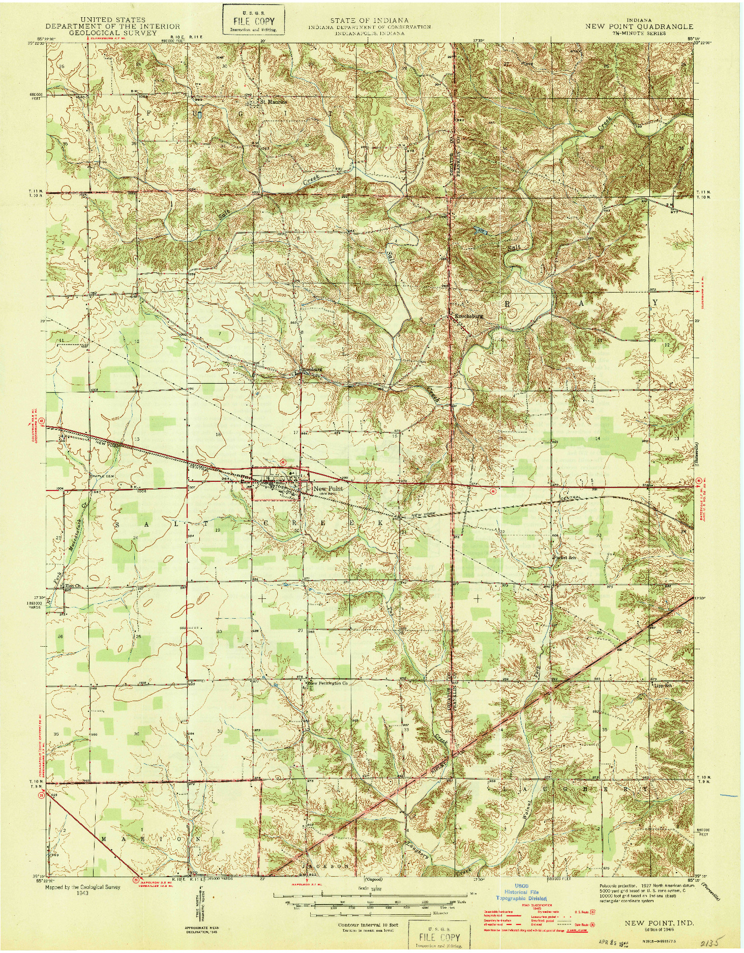 USGS 1:24000-SCALE QUADRANGLE FOR NEW POINT, IN 1946