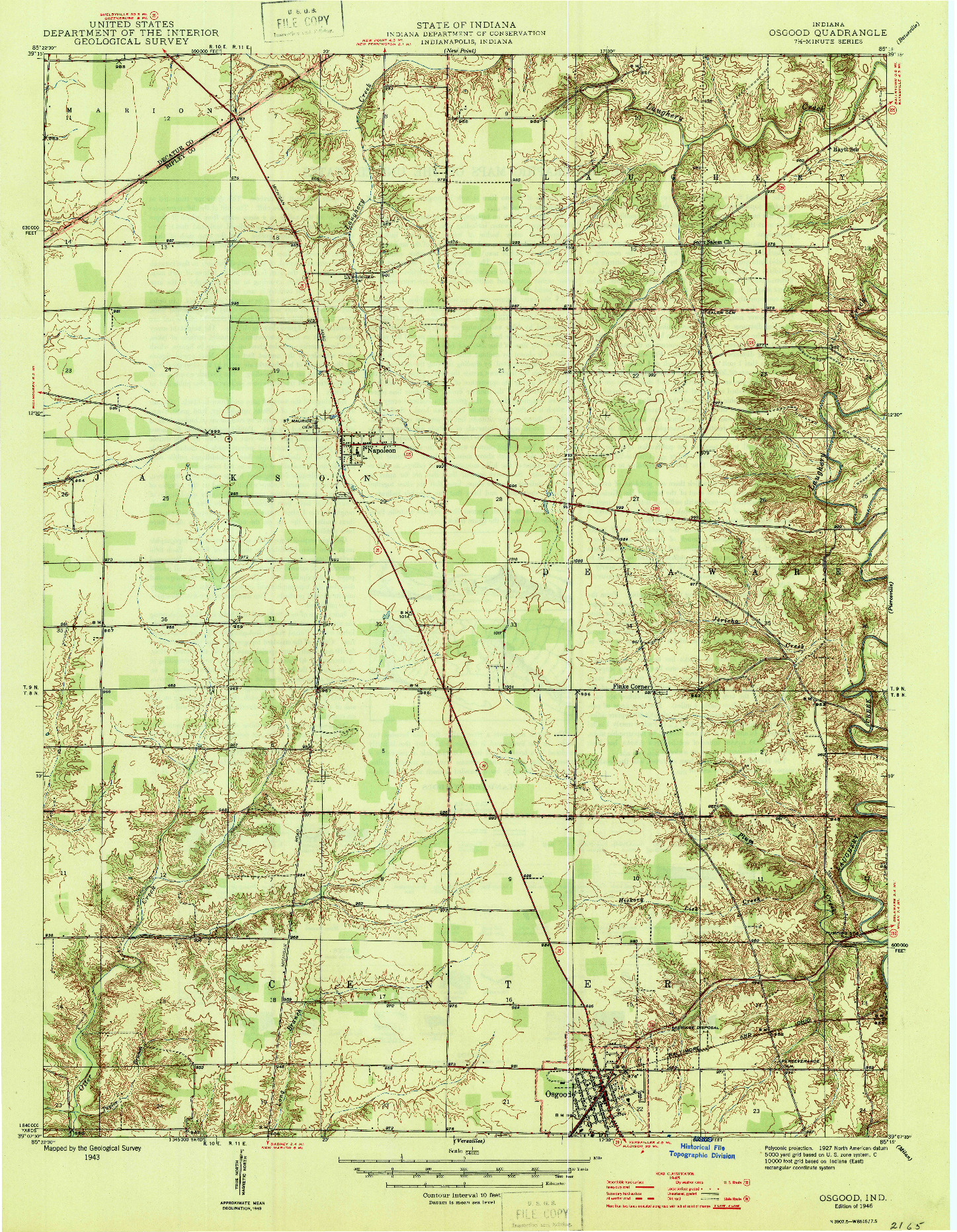 USGS 1:24000-SCALE QUADRANGLE FOR OSGOOD, IN 1946