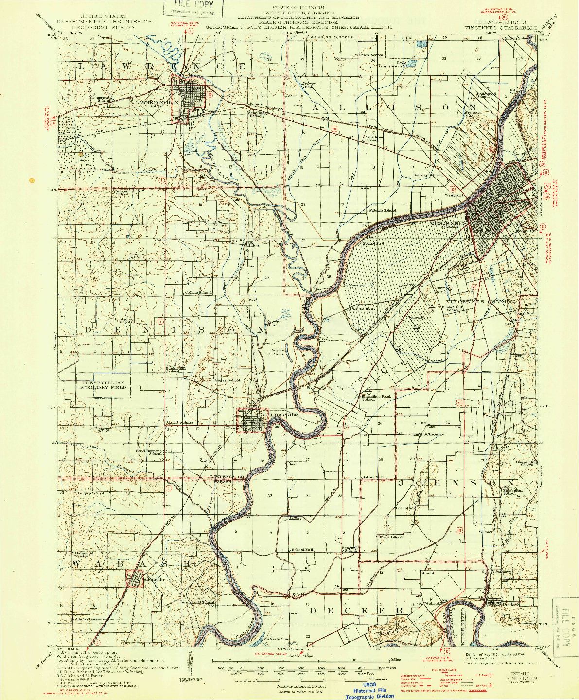USGS 1:62500-SCALE QUADRANGLE FOR VINCENNES, IN 1915