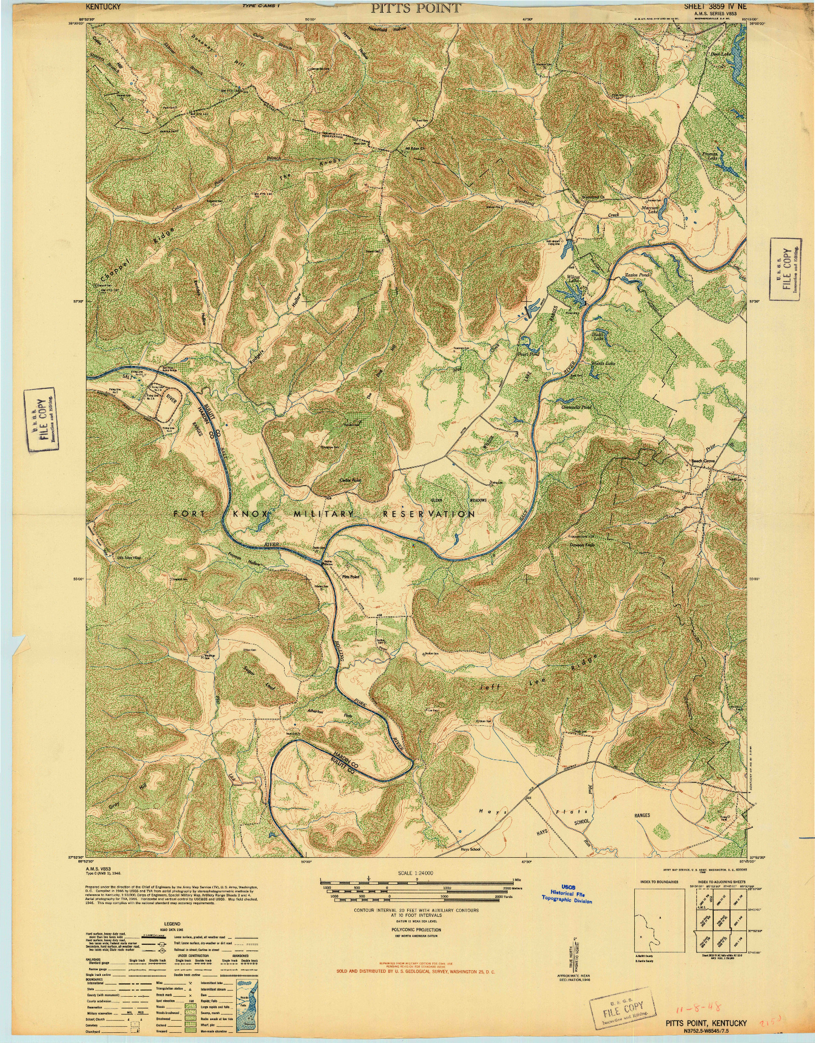 USGS 1:24000-SCALE QUADRANGLE FOR PITTS POINT, KY 1946