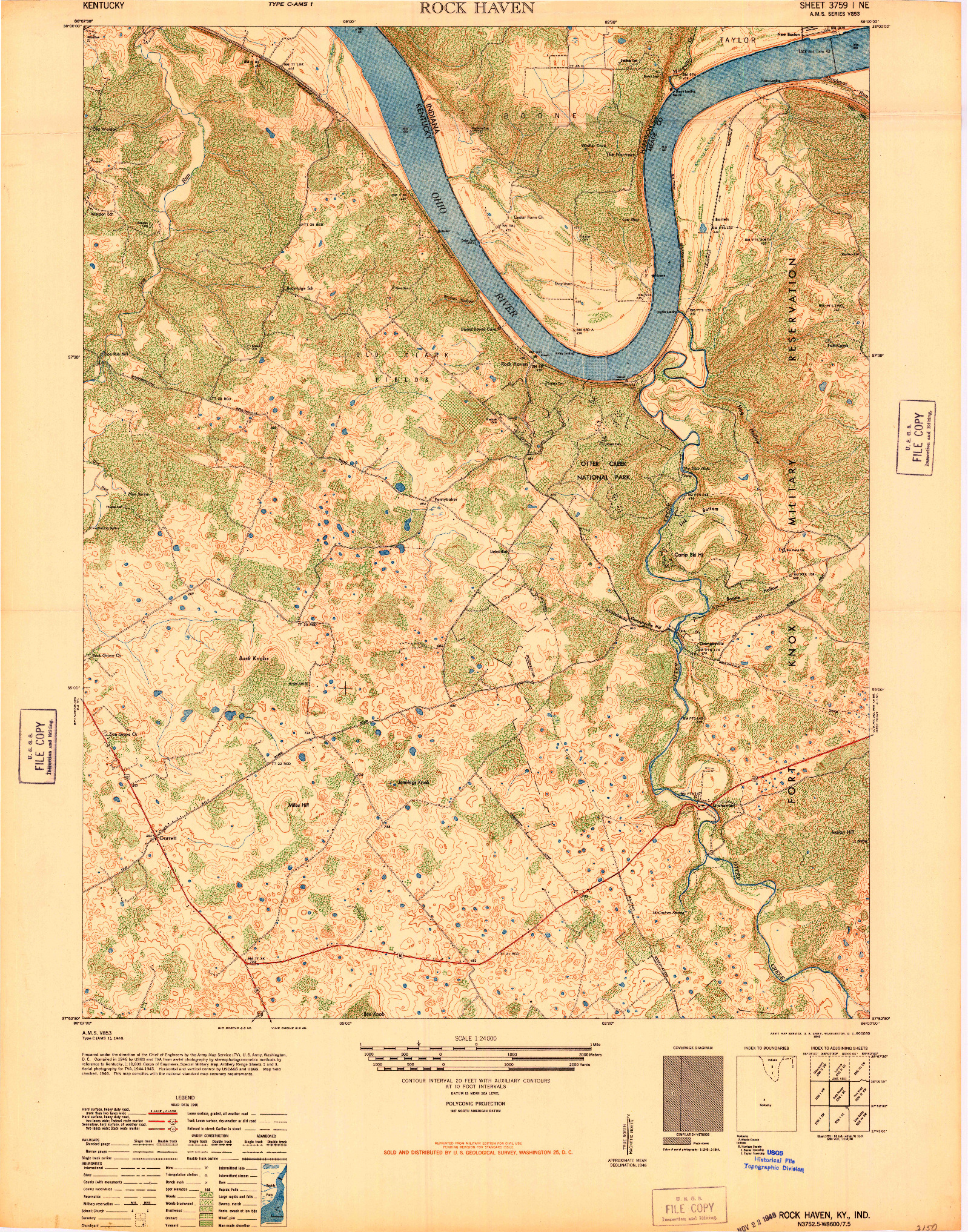 USGS 1:24000-SCALE QUADRANGLE FOR ROCK HAVEN, KY 1946