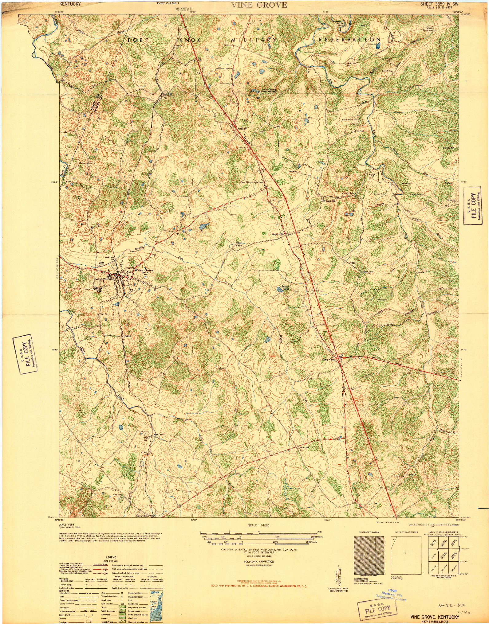 USGS 1:24000-SCALE QUADRANGLE FOR VINE GROVE, KY 1946
