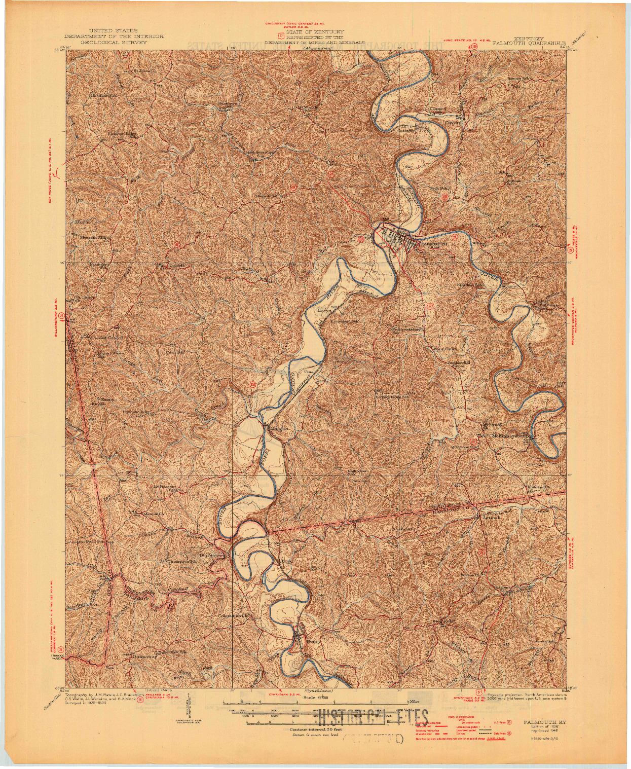USGS 1:62500-SCALE QUADRANGLE FOR FALMOUTH, KY 1936