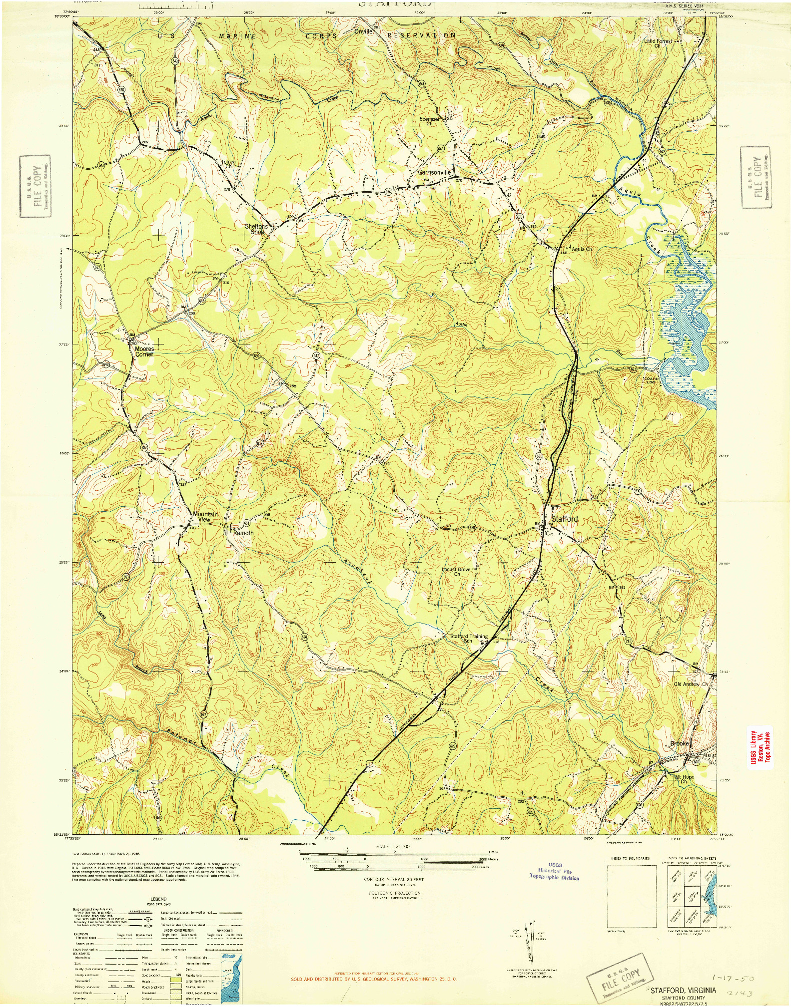 USGS 1:24000-SCALE QUADRANGLE FOR STAFFORD, VA 1946