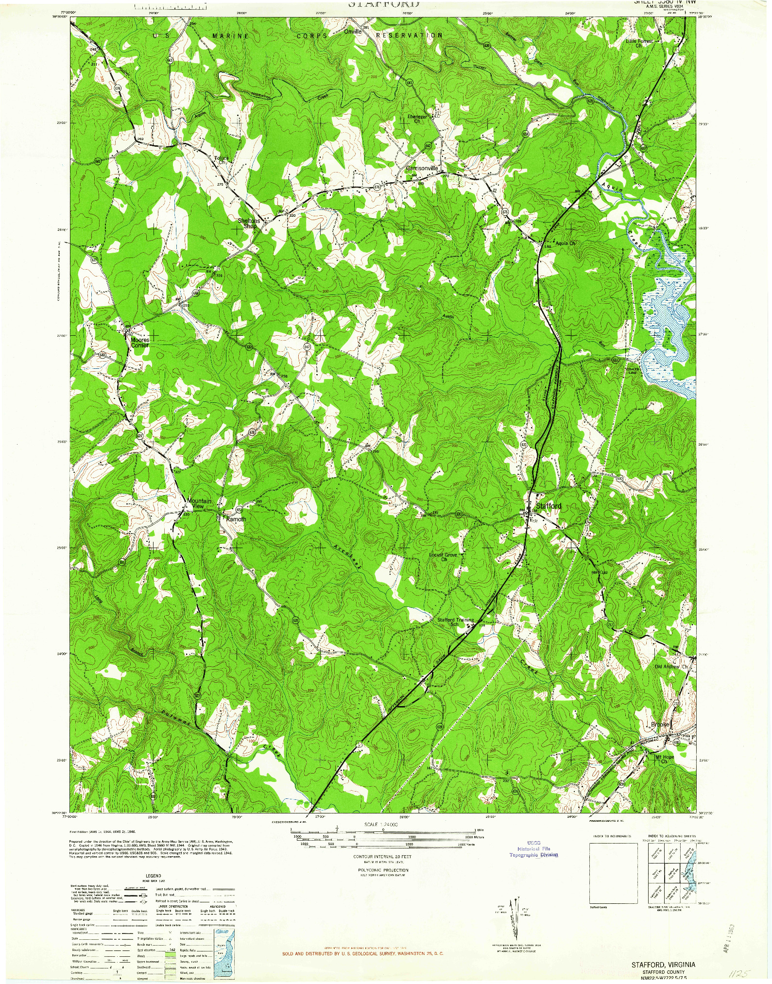 USGS 1:24000-SCALE QUADRANGLE FOR STRATFORD, VA 1946