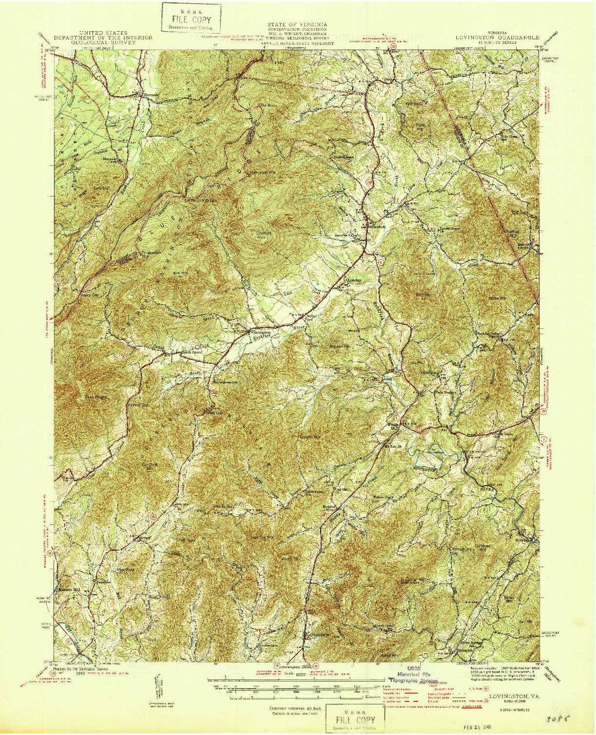 USGS 1:62500-SCALE QUADRANGLE FOR LOVINGSTON, VA 1946
