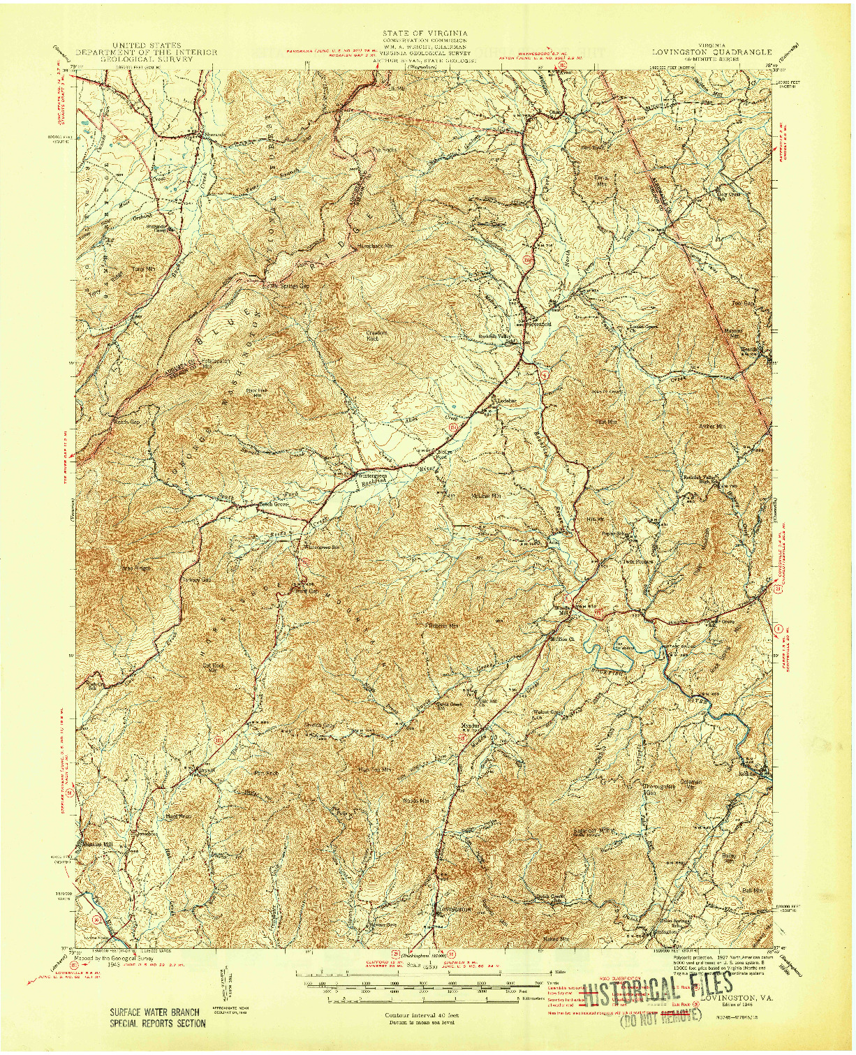 USGS 1:62500-SCALE QUADRANGLE FOR LOVINGSTON, VA 1946