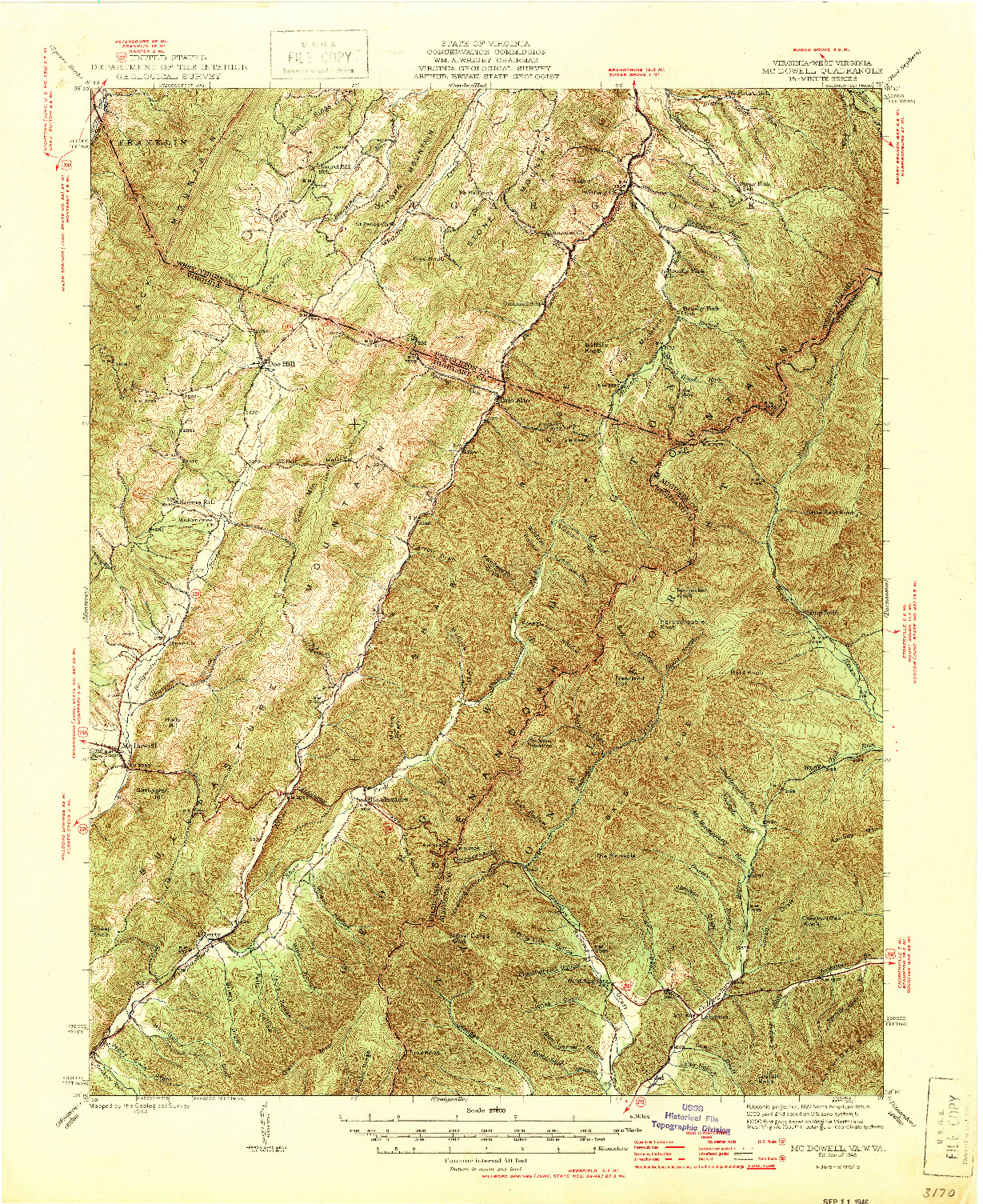 USGS 1:62500-SCALE QUADRANGLE FOR MC DOWELL, VA 1946