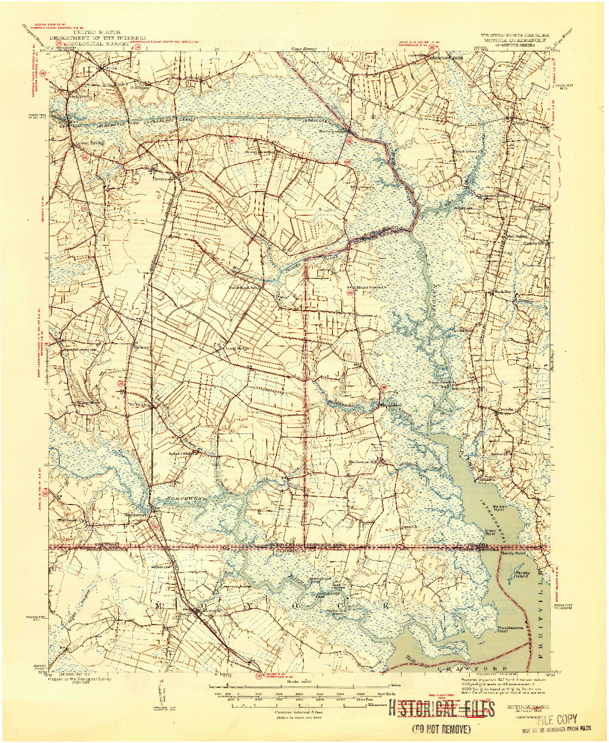 USGS 1:62500-SCALE QUADRANGLE FOR MOYOCK, VA 1946