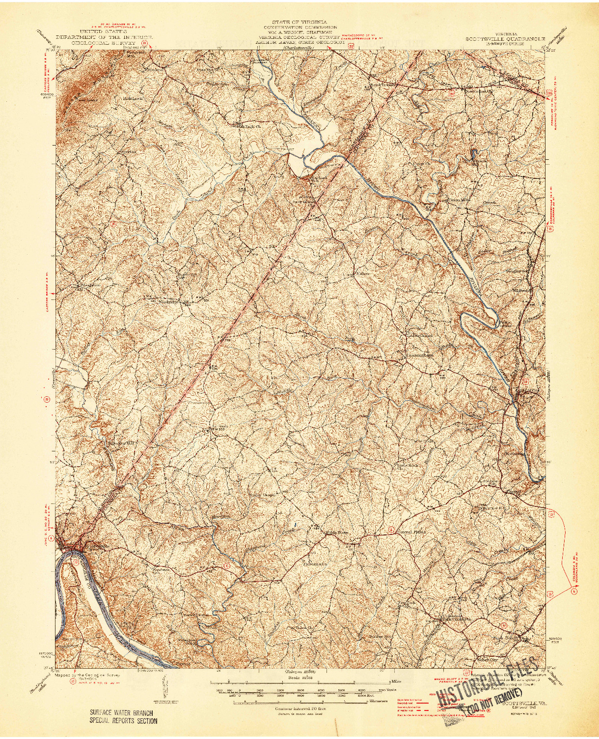 USGS 1:62500-SCALE QUADRANGLE FOR SCOTTSVILLE, VA 1946
