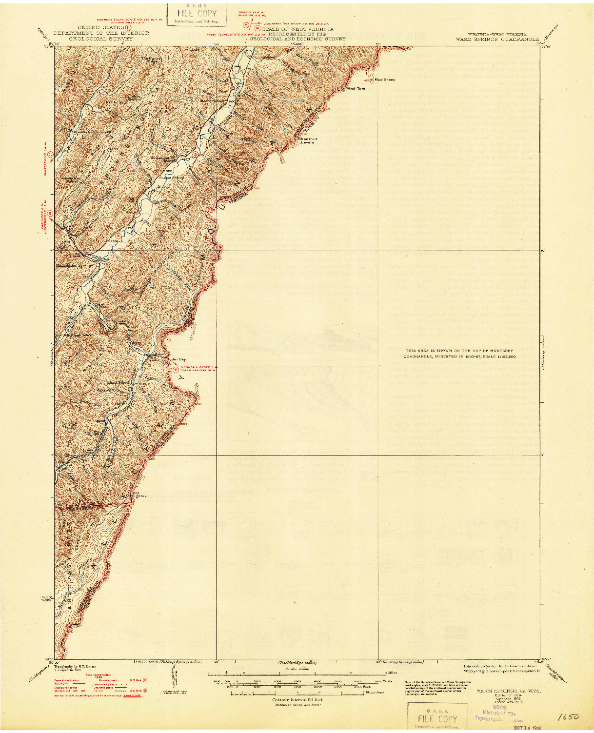 USGS 1:62500-SCALE QUADRANGLE FOR WARM SPRINGS, VA 1926