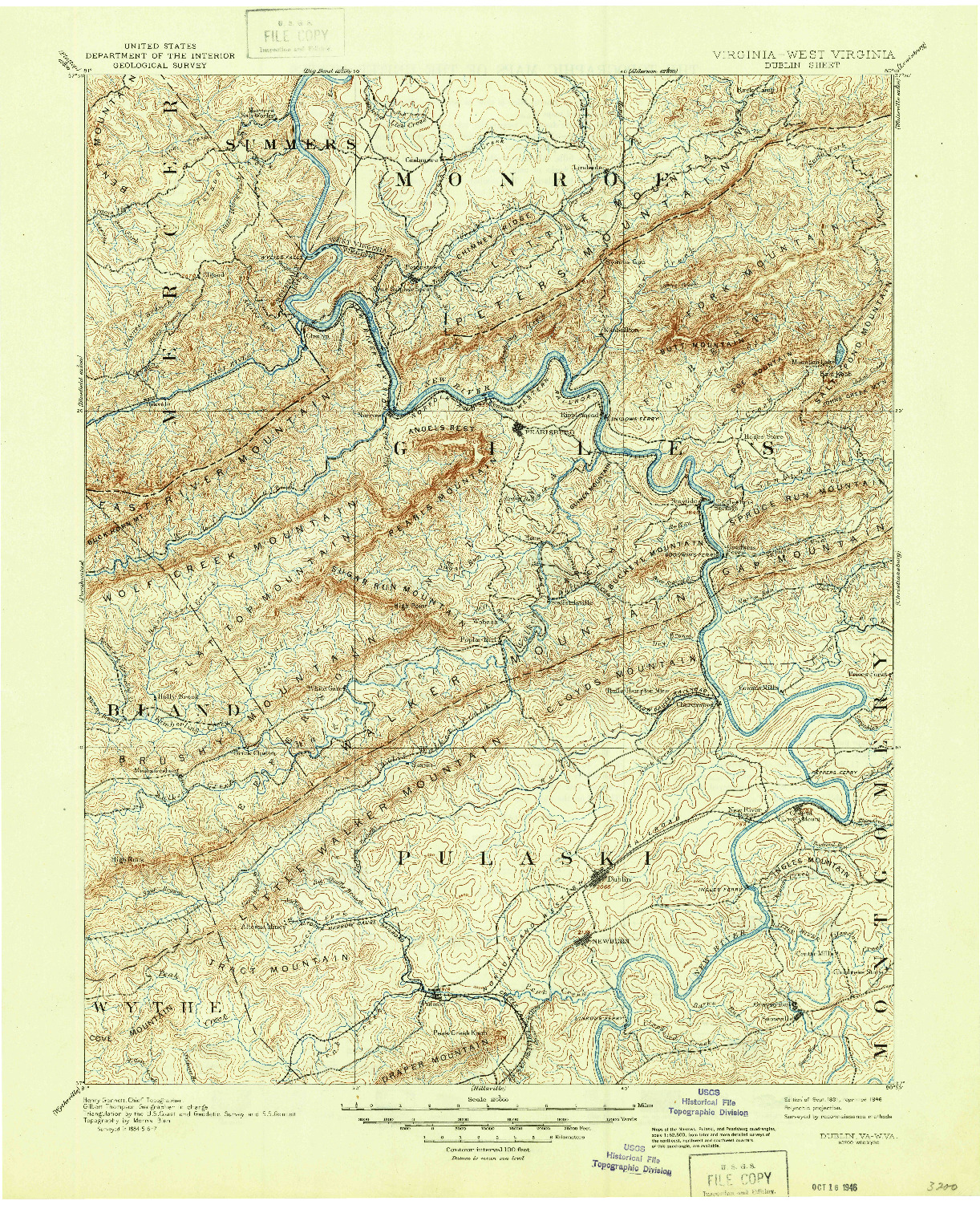 USGS 1:125000-SCALE QUADRANGLE FOR DUBLIN, VA 1891