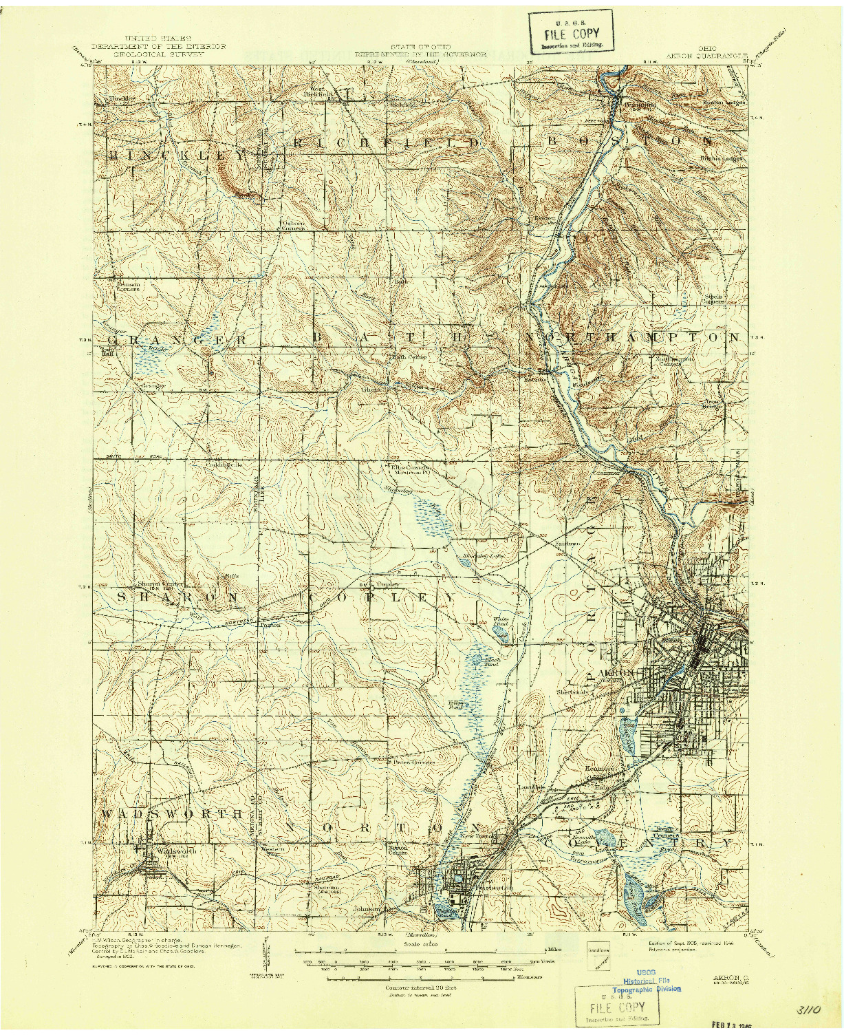 USGS 1:62500-SCALE QUADRANGLE FOR AKRON, OH 1905