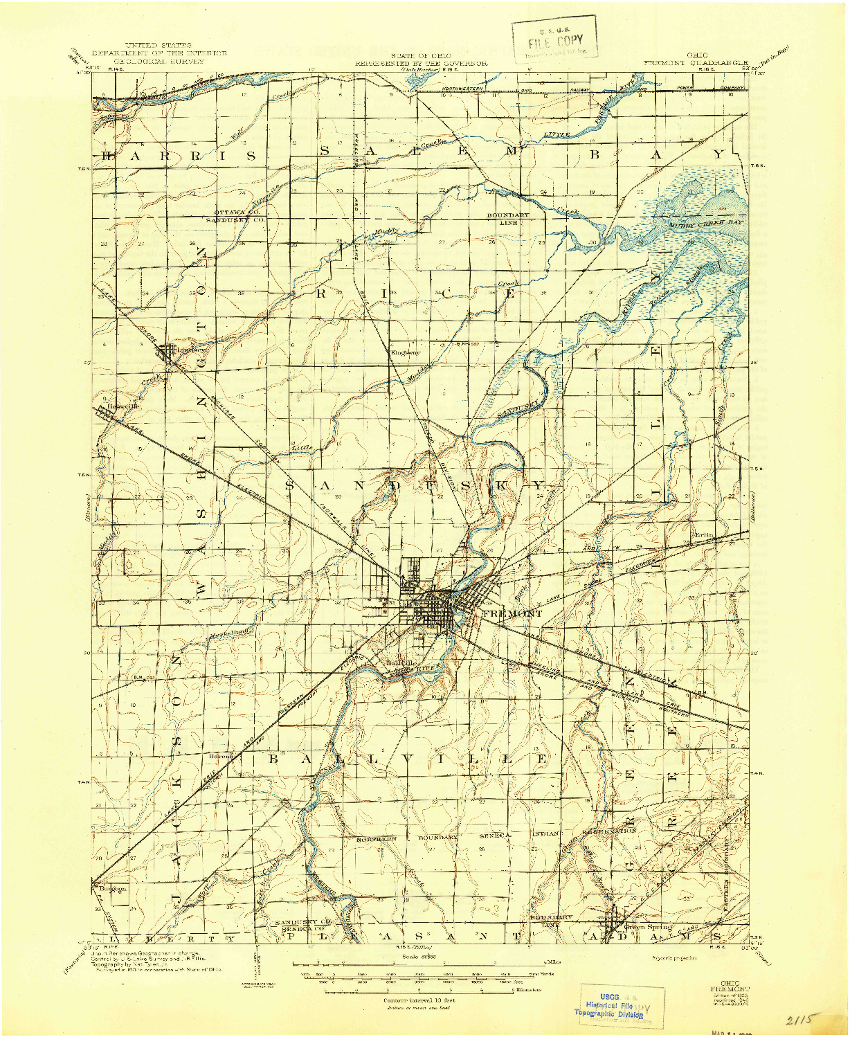 USGS 1:62500-SCALE QUADRANGLE FOR FREMONT, OH 1903