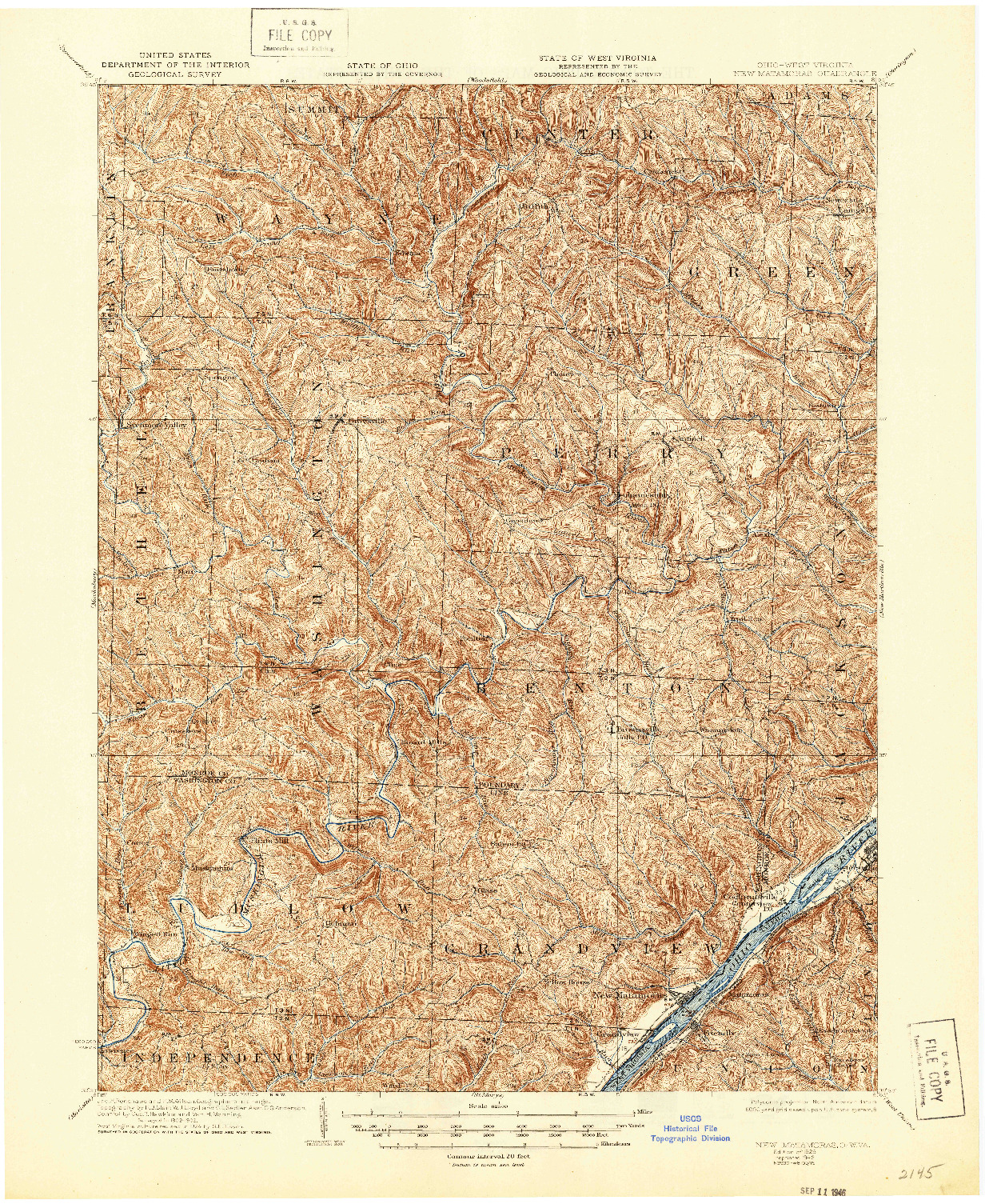 USGS 1:62500-SCALE QUADRANGLE FOR NEW MATAMORAS, OH 1926
