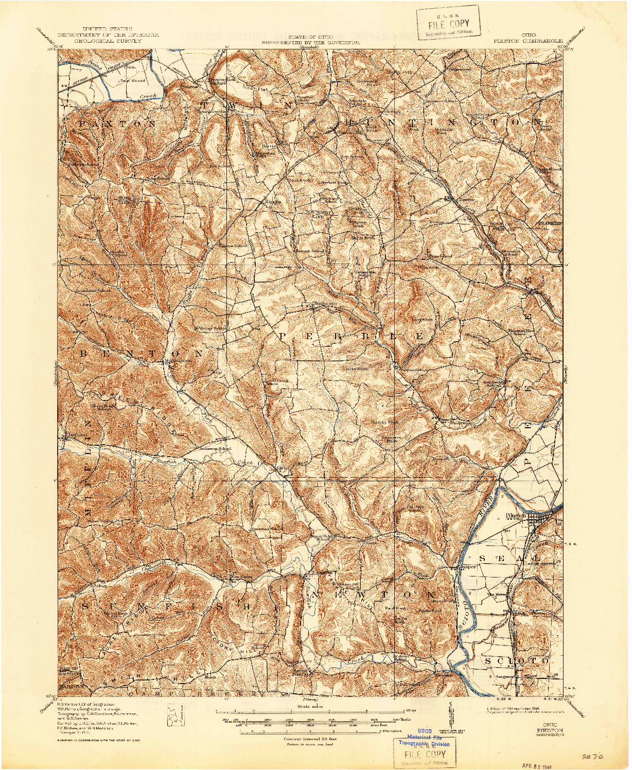 USGS 1:62500-SCALE QUADRANGLE FOR PIKETON, OH 1917