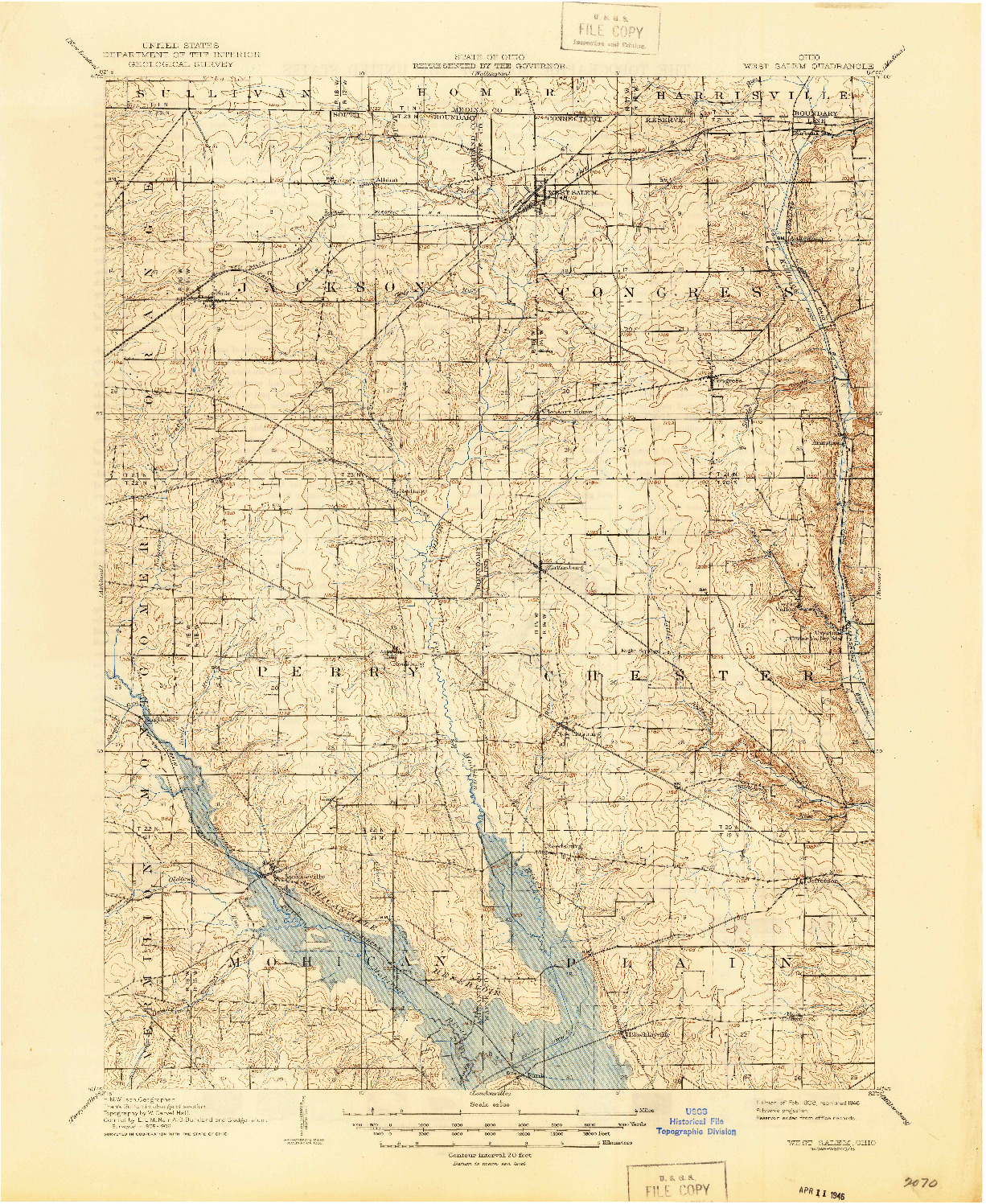 USGS 1:62500-SCALE QUADRANGLE FOR WEST SALEM, OH 1908