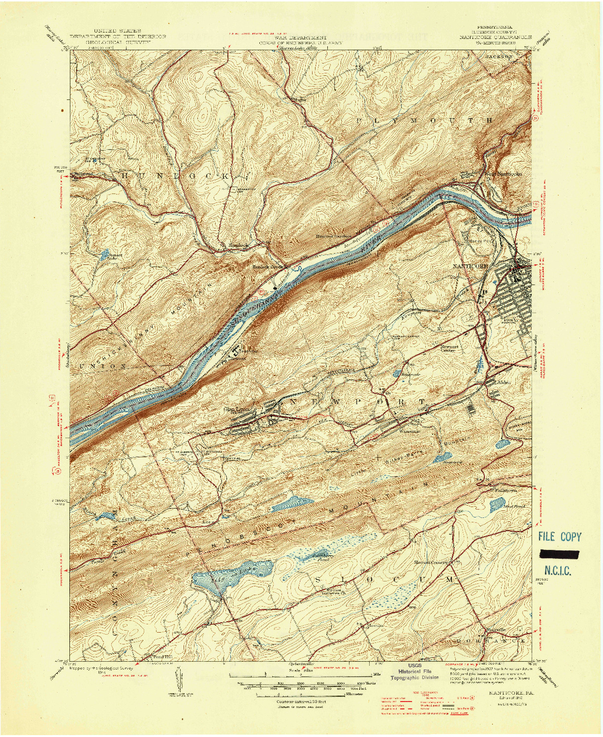 USGS 1:31680-SCALE QUADRANGLE FOR NANTICOKE, PA 1946