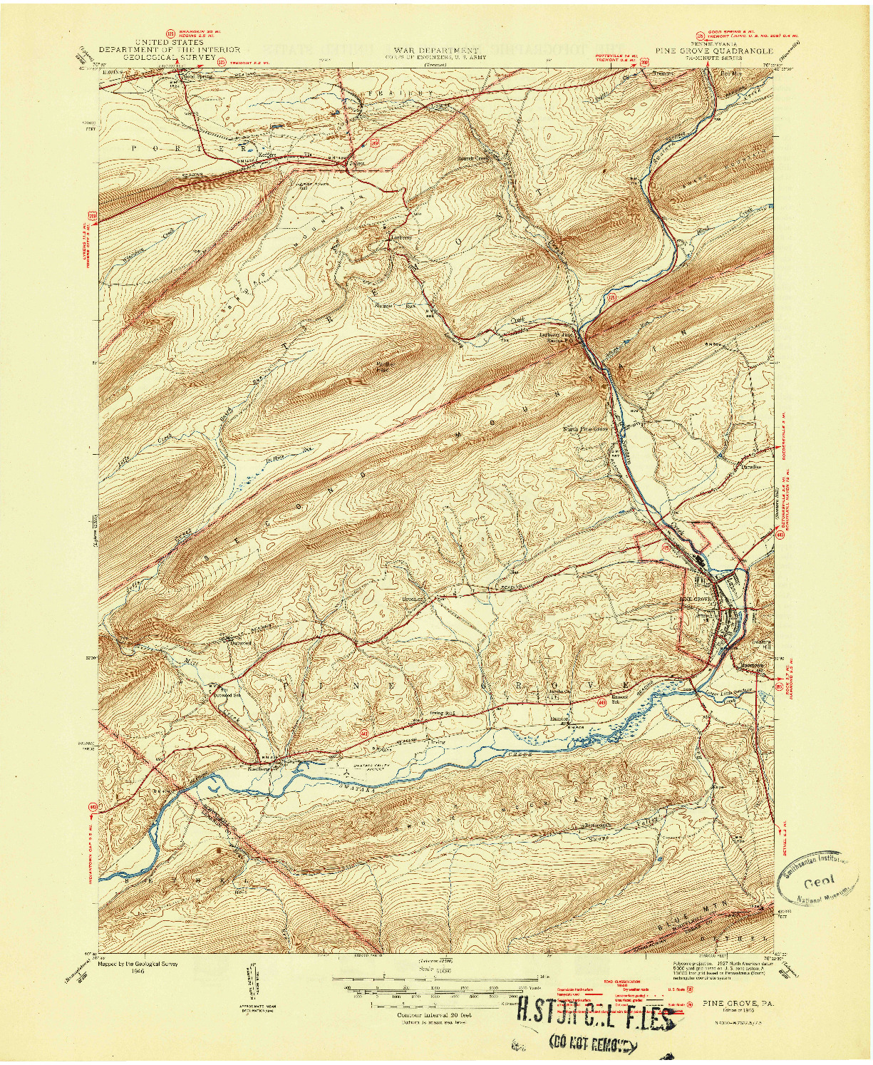 USGS 1:31680-SCALE QUADRANGLE FOR PINE GROVE, PA 1946